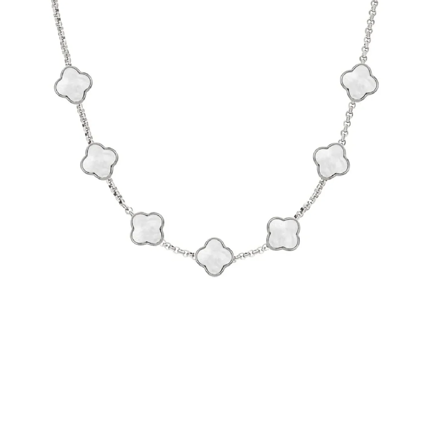Pearl Clover Custom Name Necklace (Silver) - Image 12