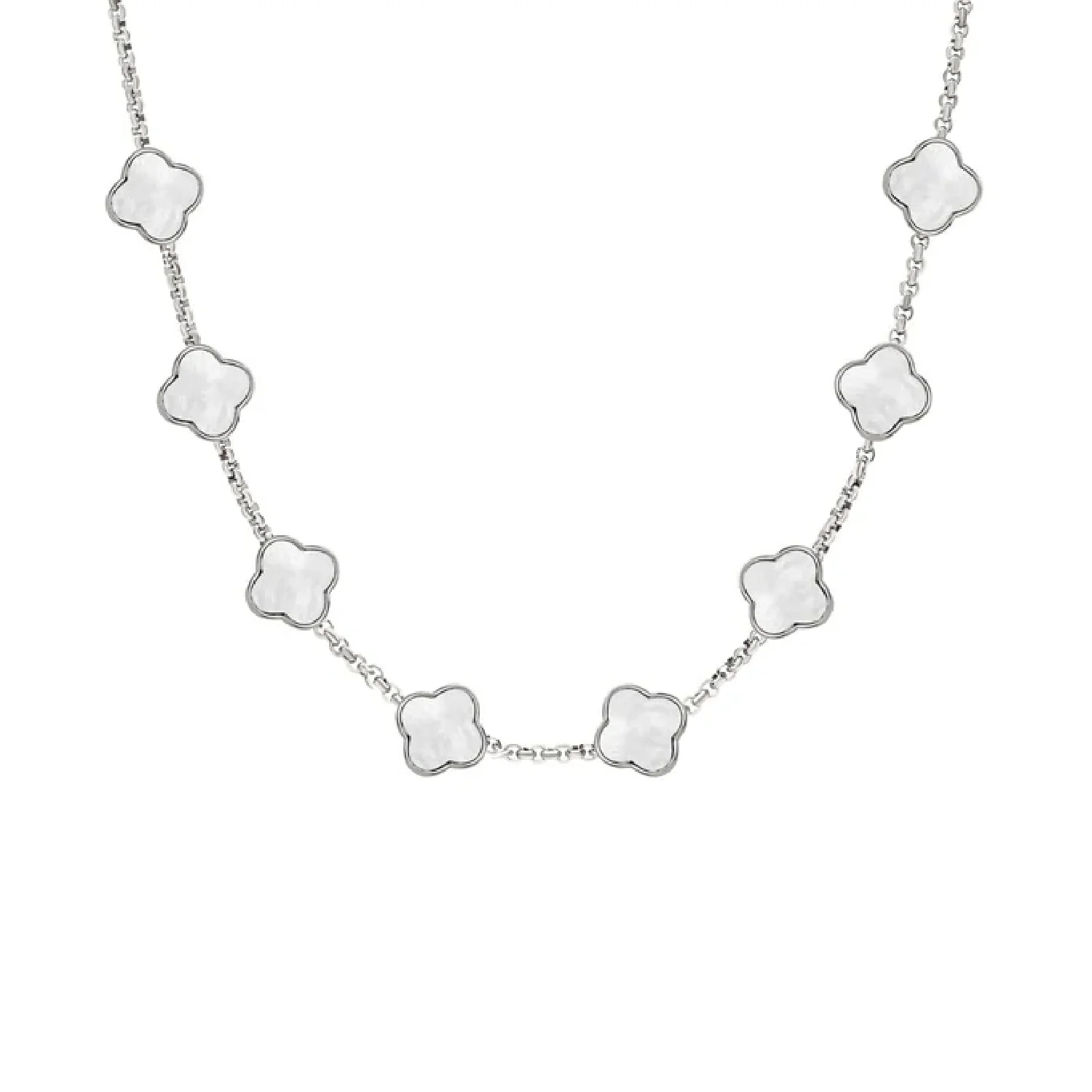Pearl Clover Custom Name Necklace (Silver) - Image 13