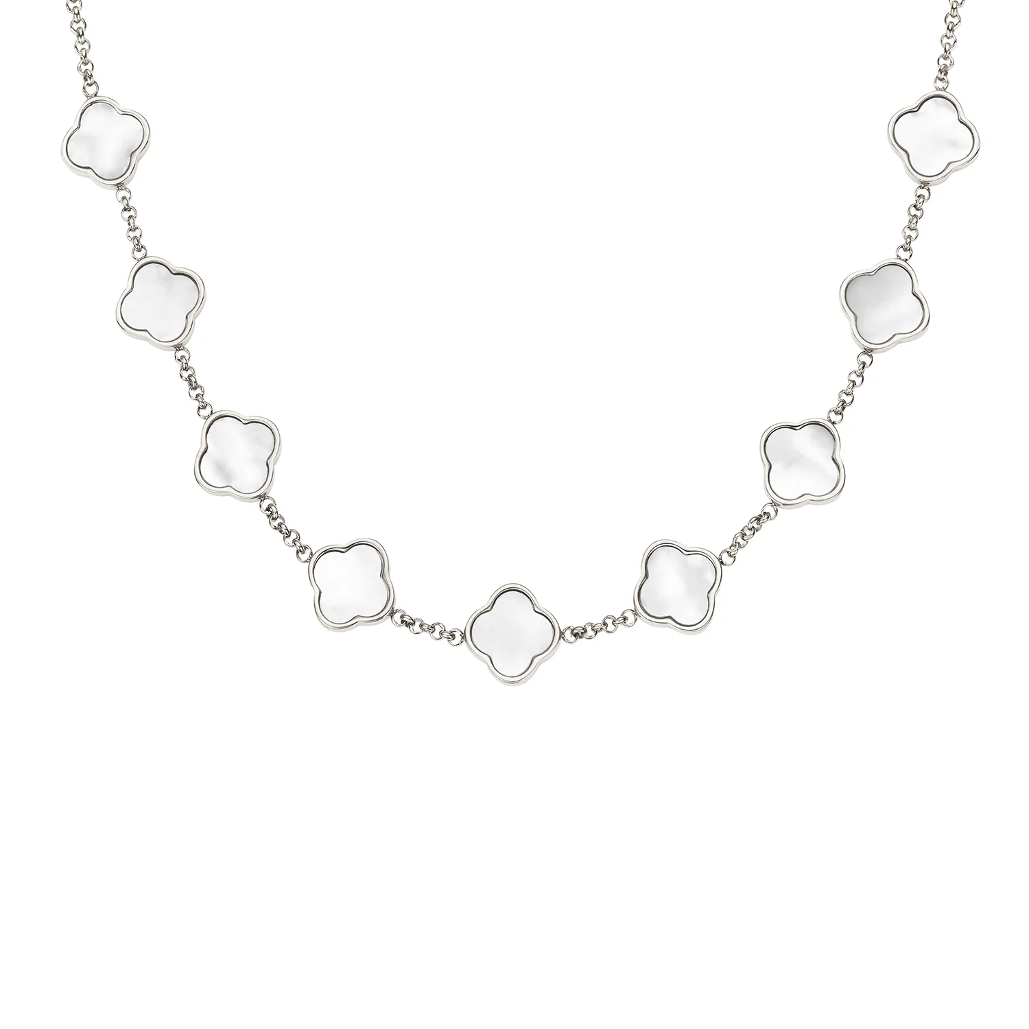 Pearl Clover Custom Name Necklace (Silver) - Image 14