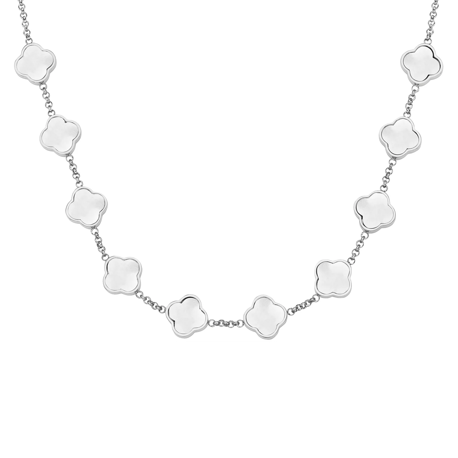 Pearl Clover Custom Name Necklace (Silver) - Image 15