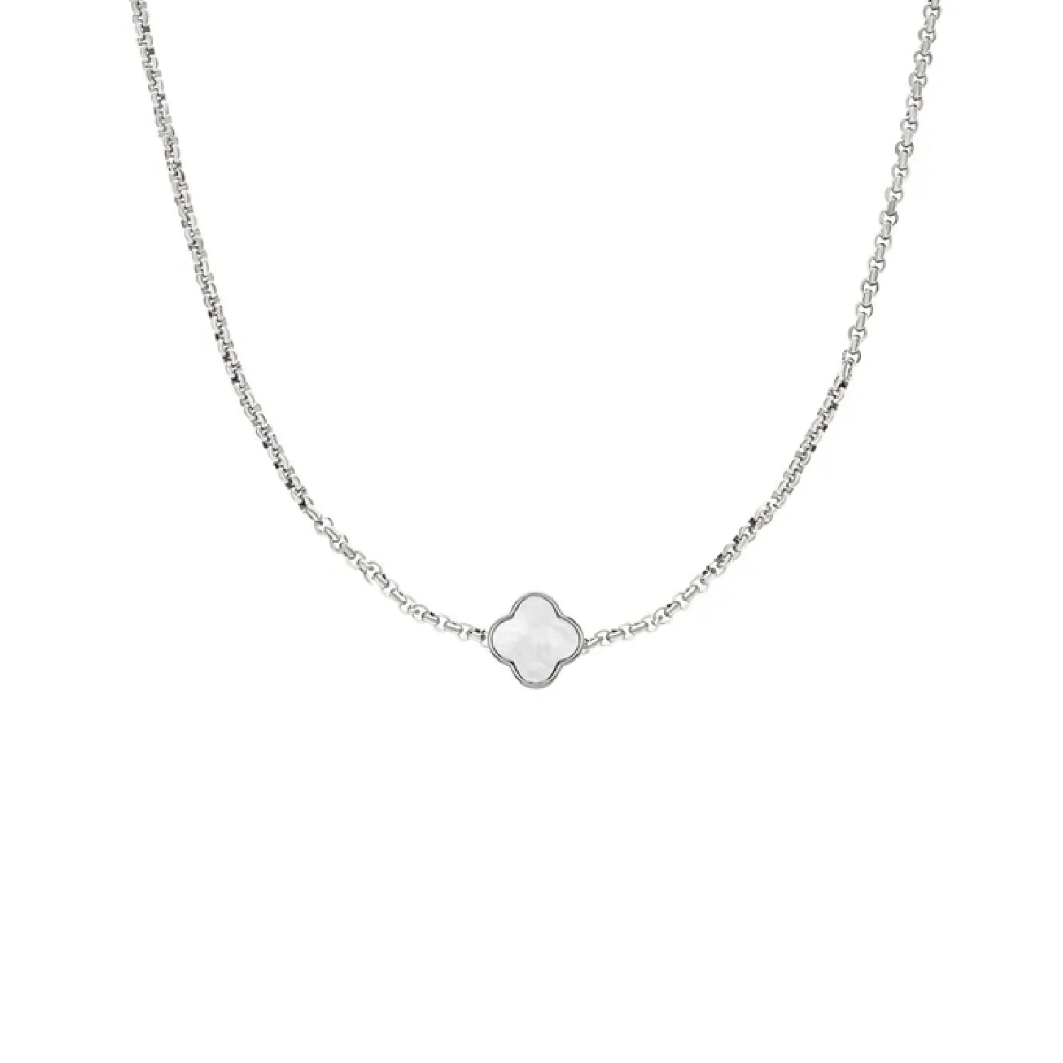 Pearl Clover Custom Name Necklace (Silver) - Image 16