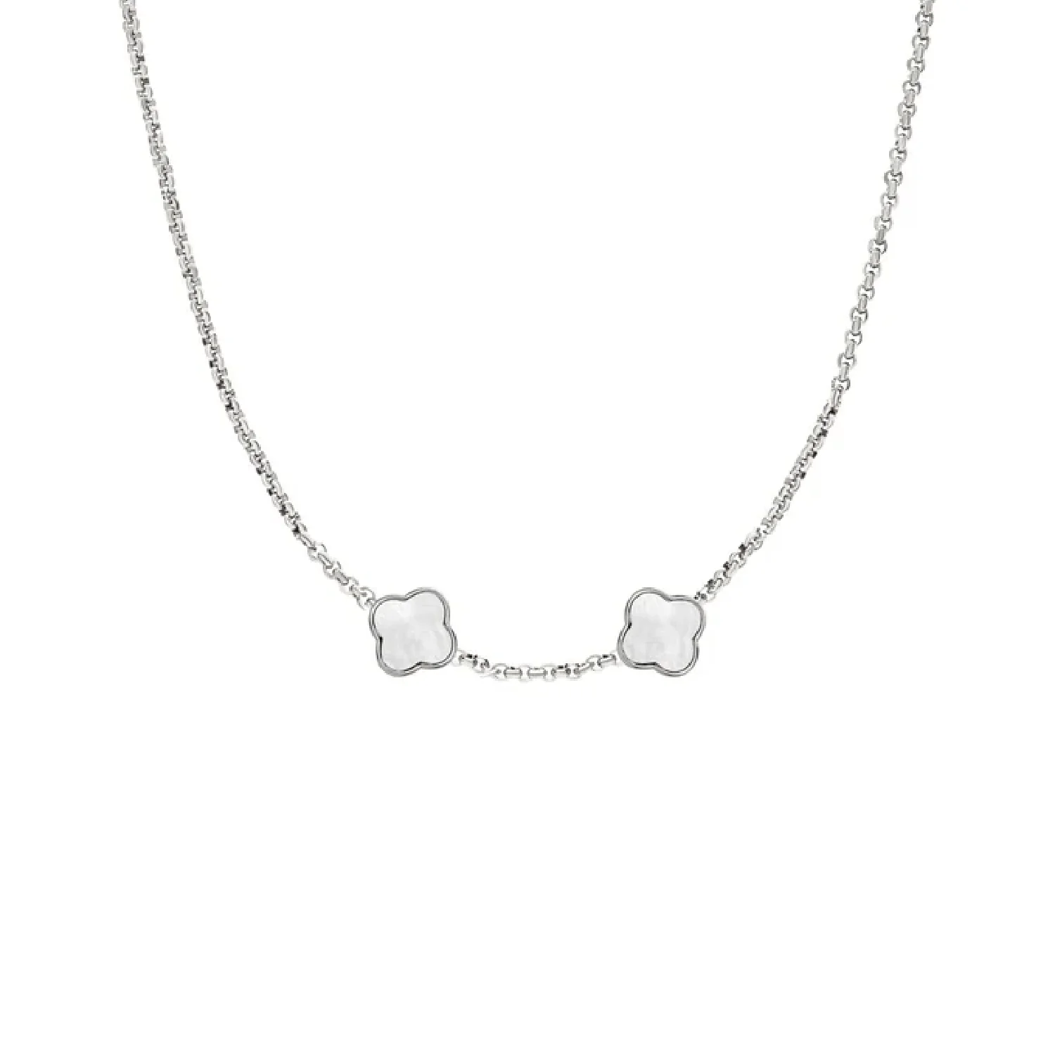 Pearl Clover Custom Name Necklace (Silver) - Image 7