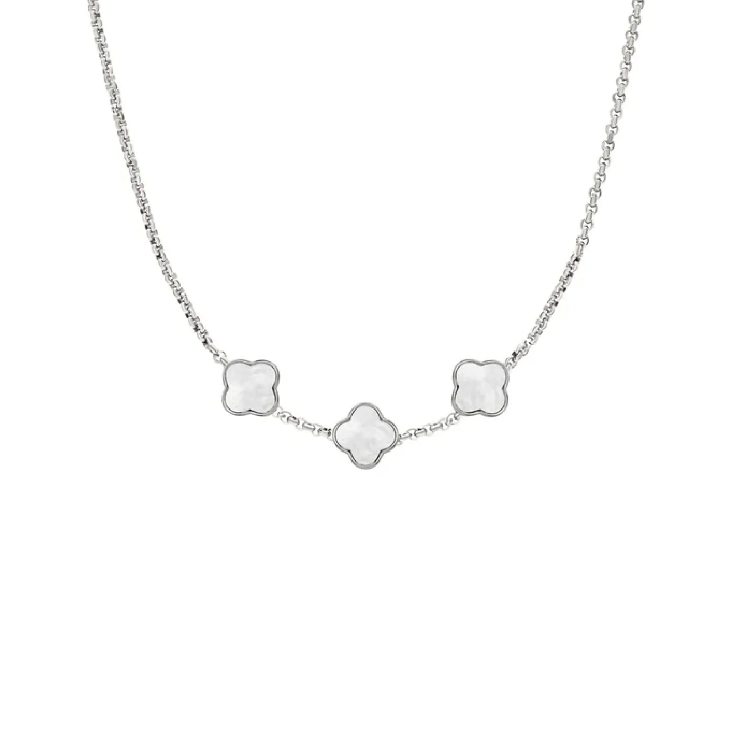 Pearl Clover Custom Name Necklace (Silver) - Image 8