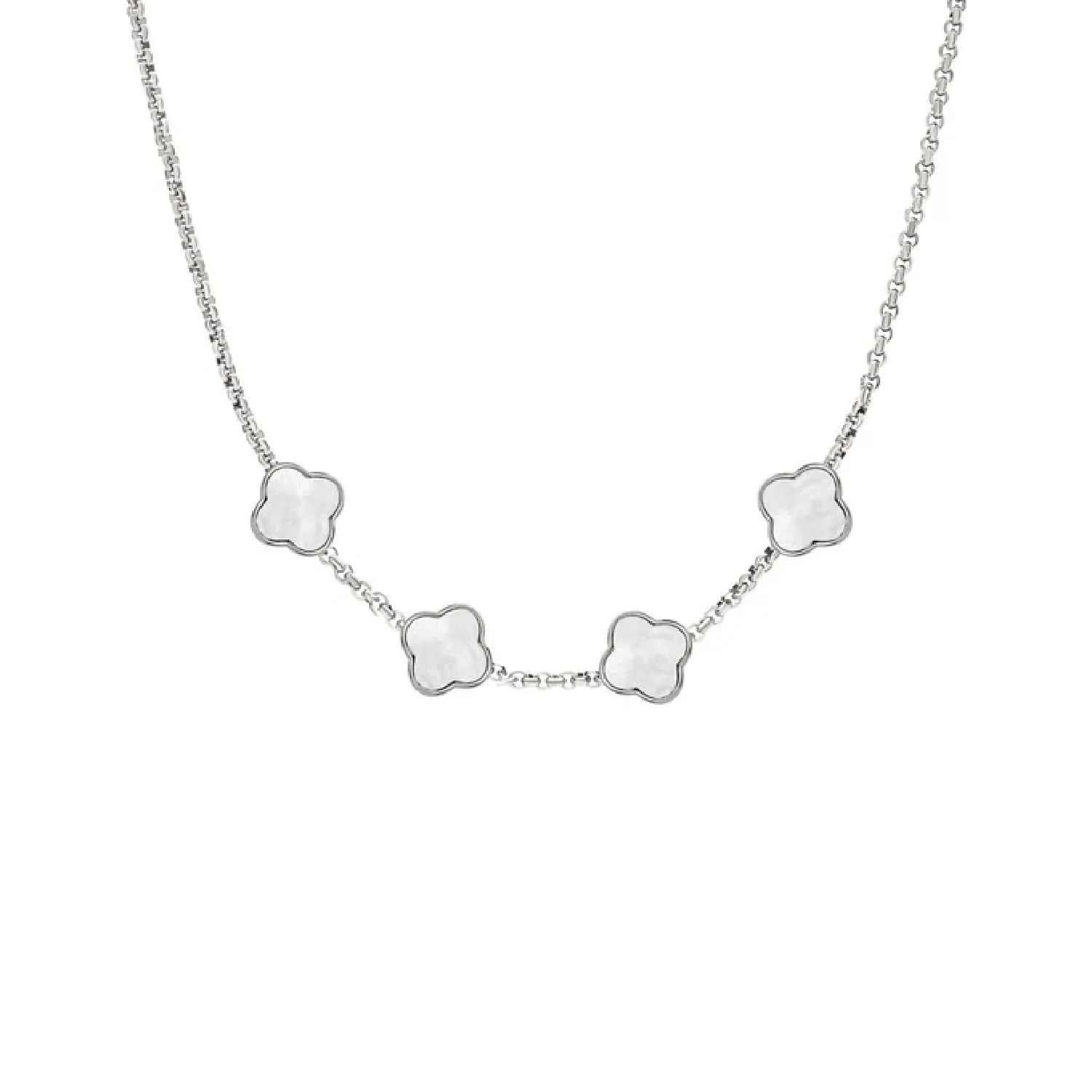 Pearl Clover Custom Name Necklace (Silver) - Image 9