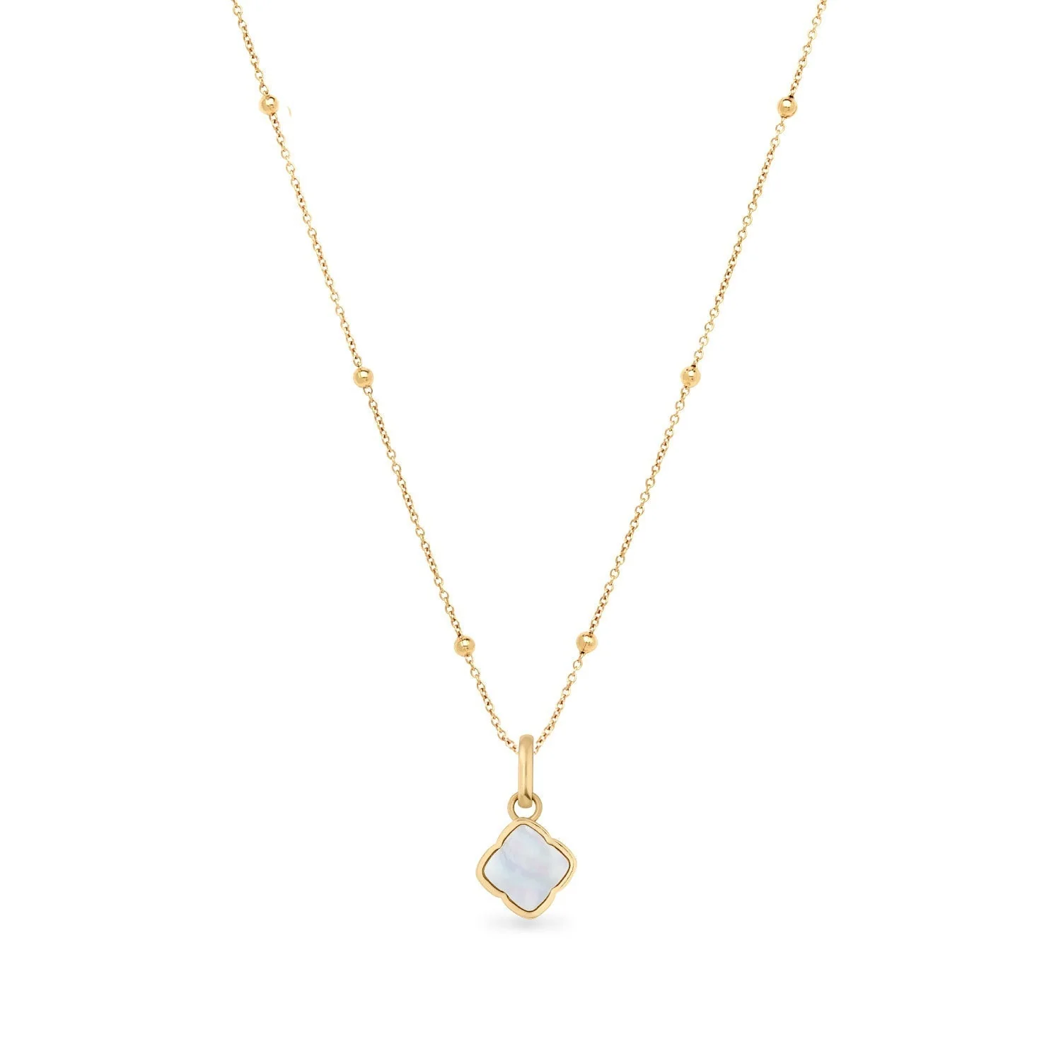 Pearl Clover & Initial Necklace (Gold) - Image 11