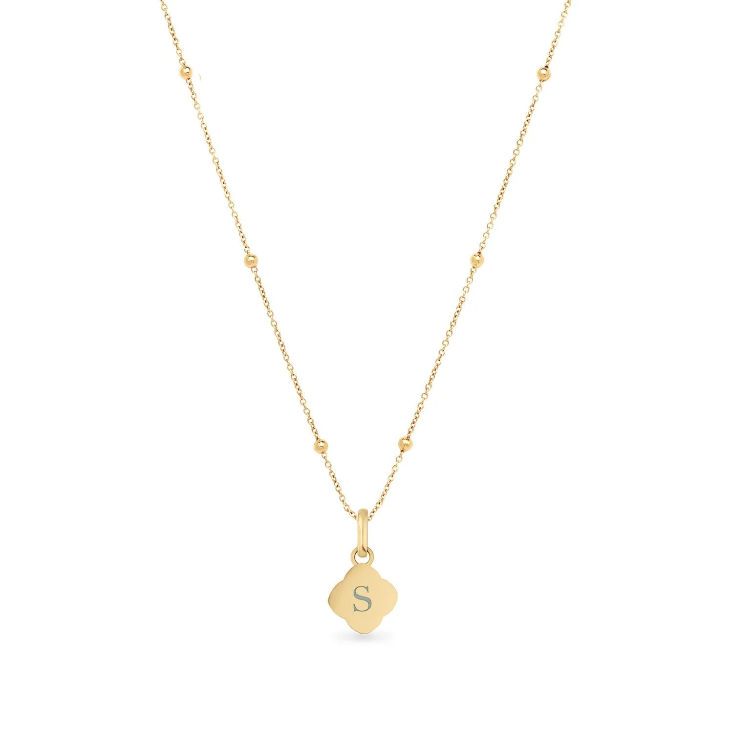 Pearl Clover & Initial Necklace (Gold) - Image 6