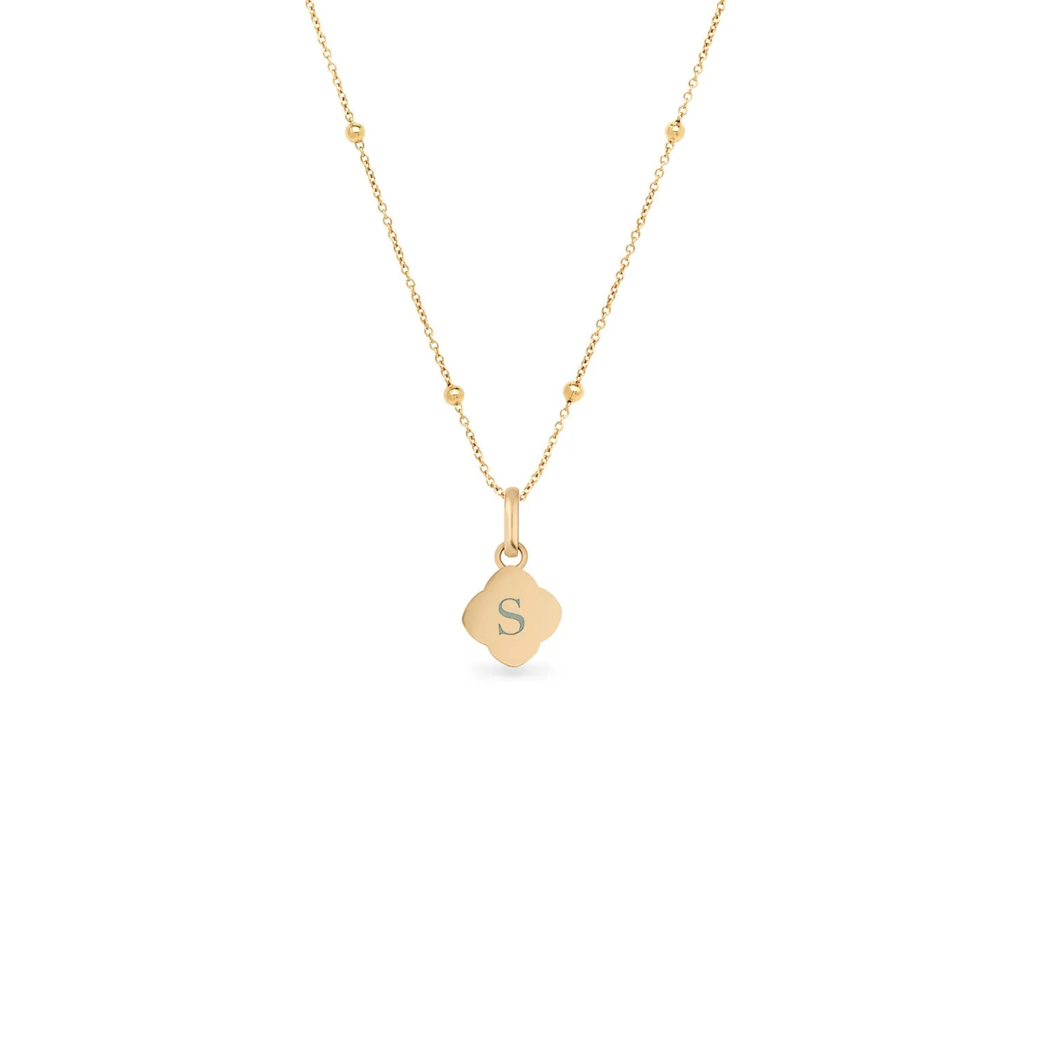 Pearl Clover & Initial Necklace (Gold) - Image 7