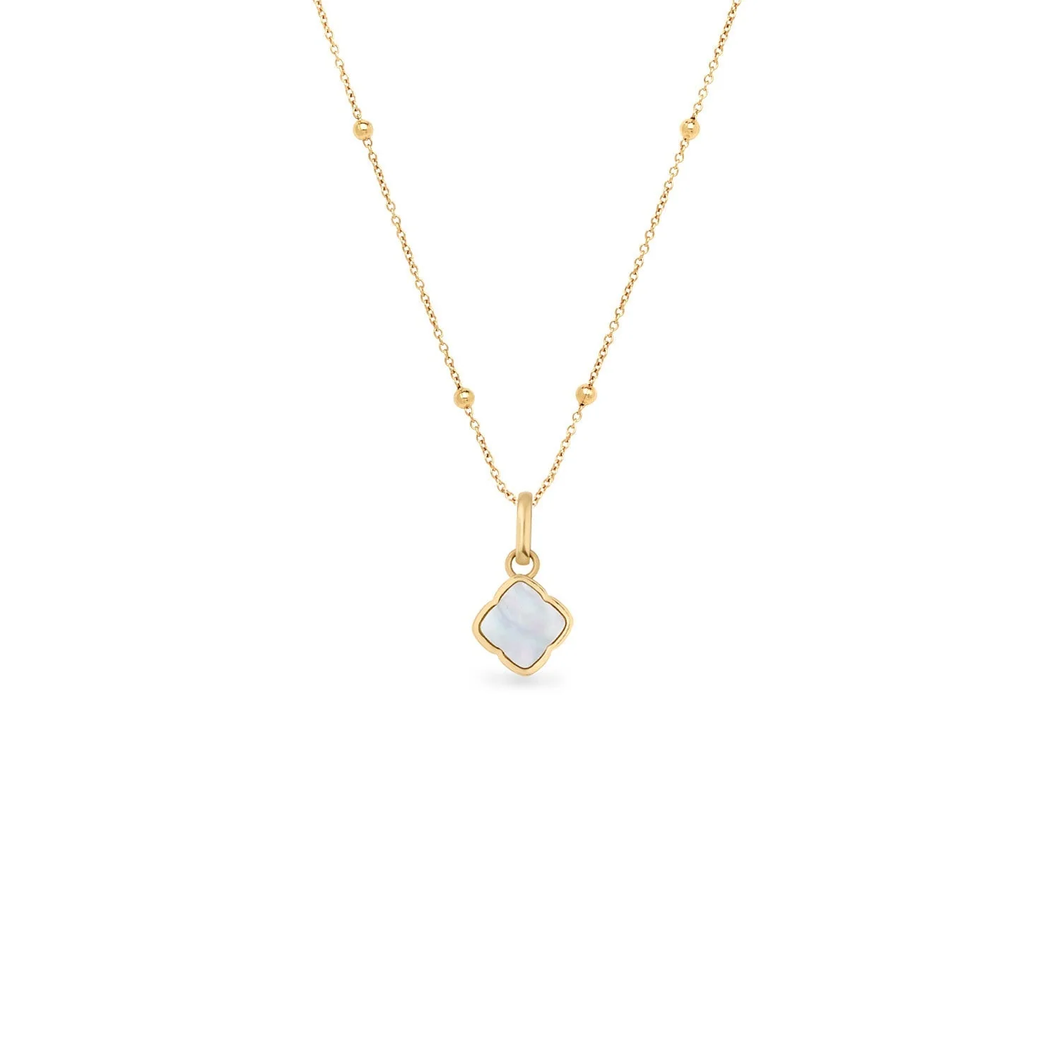 Mother of Pearl Clover Necklace (Gold) - Image 7