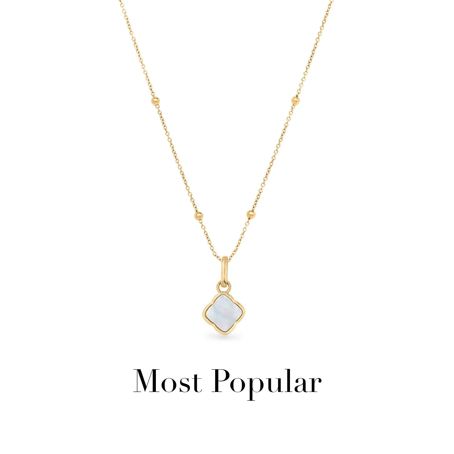Mother of Pearl Clover Necklace (Gold) - Image 8
