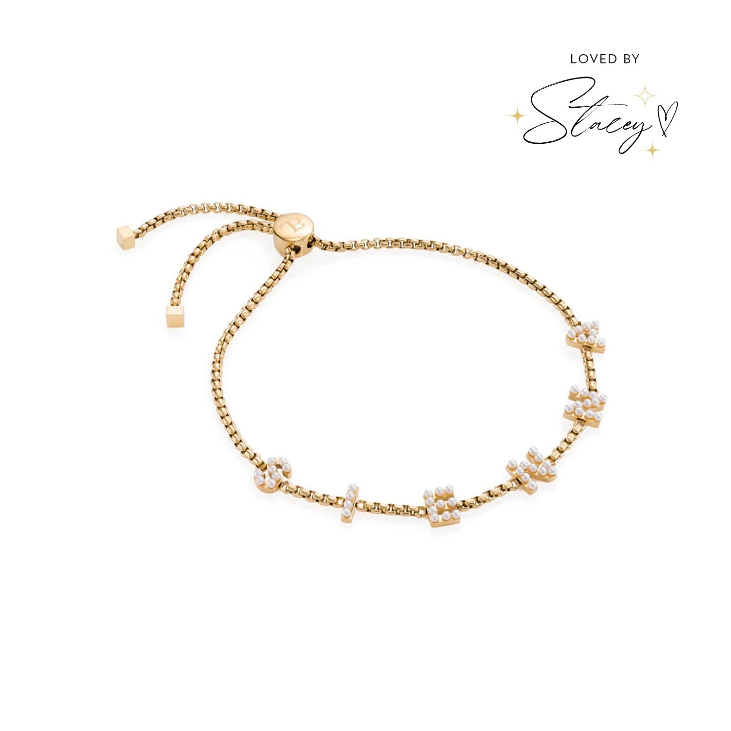 Pearl Custom Name Bracelet (Gold) - Image 6