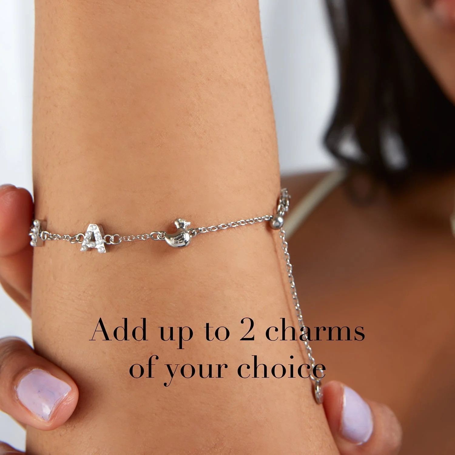 Pearl Custom Name Bracelet (Silver) - Image 4