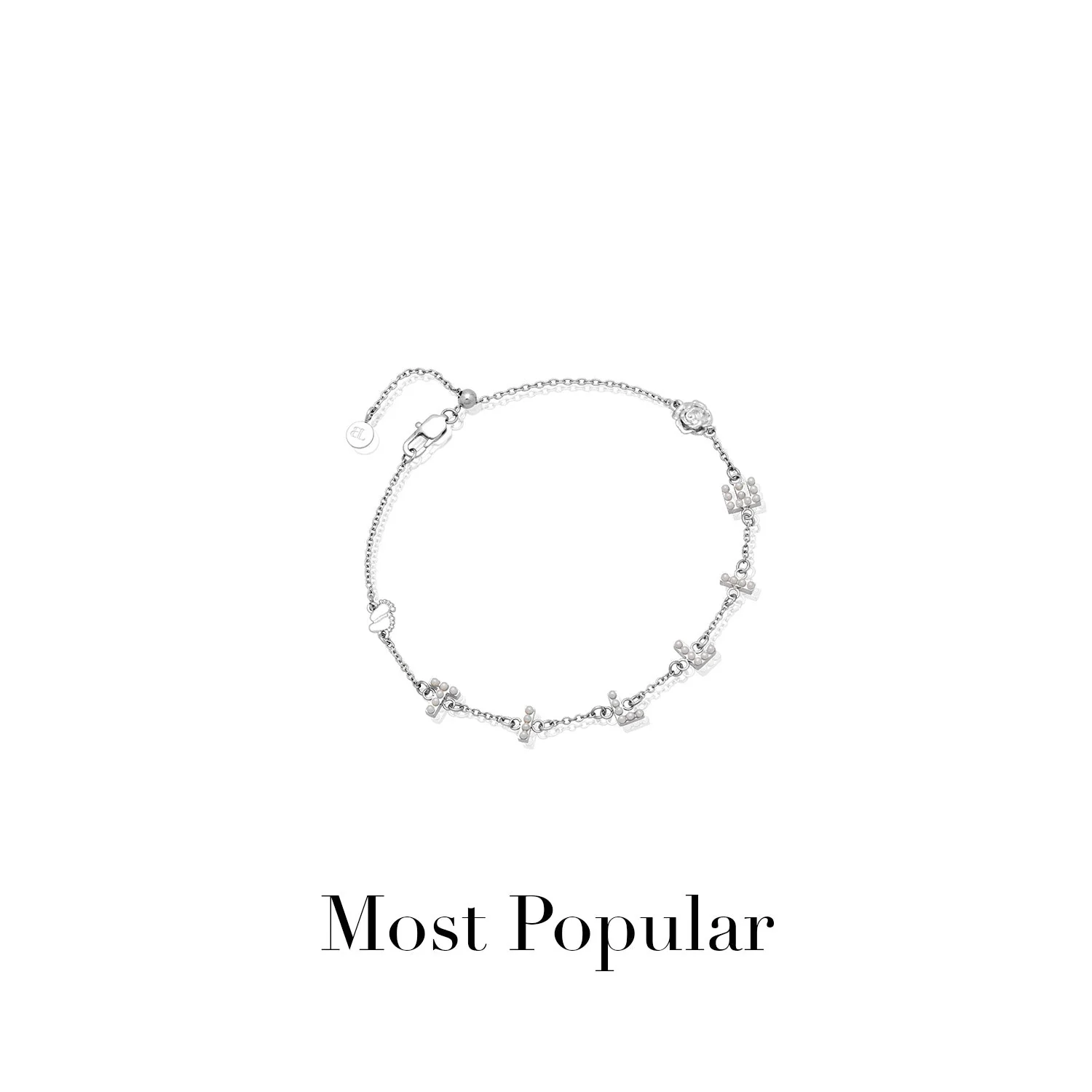 Pearl Custom Name Bracelet (Silver) - Image 9