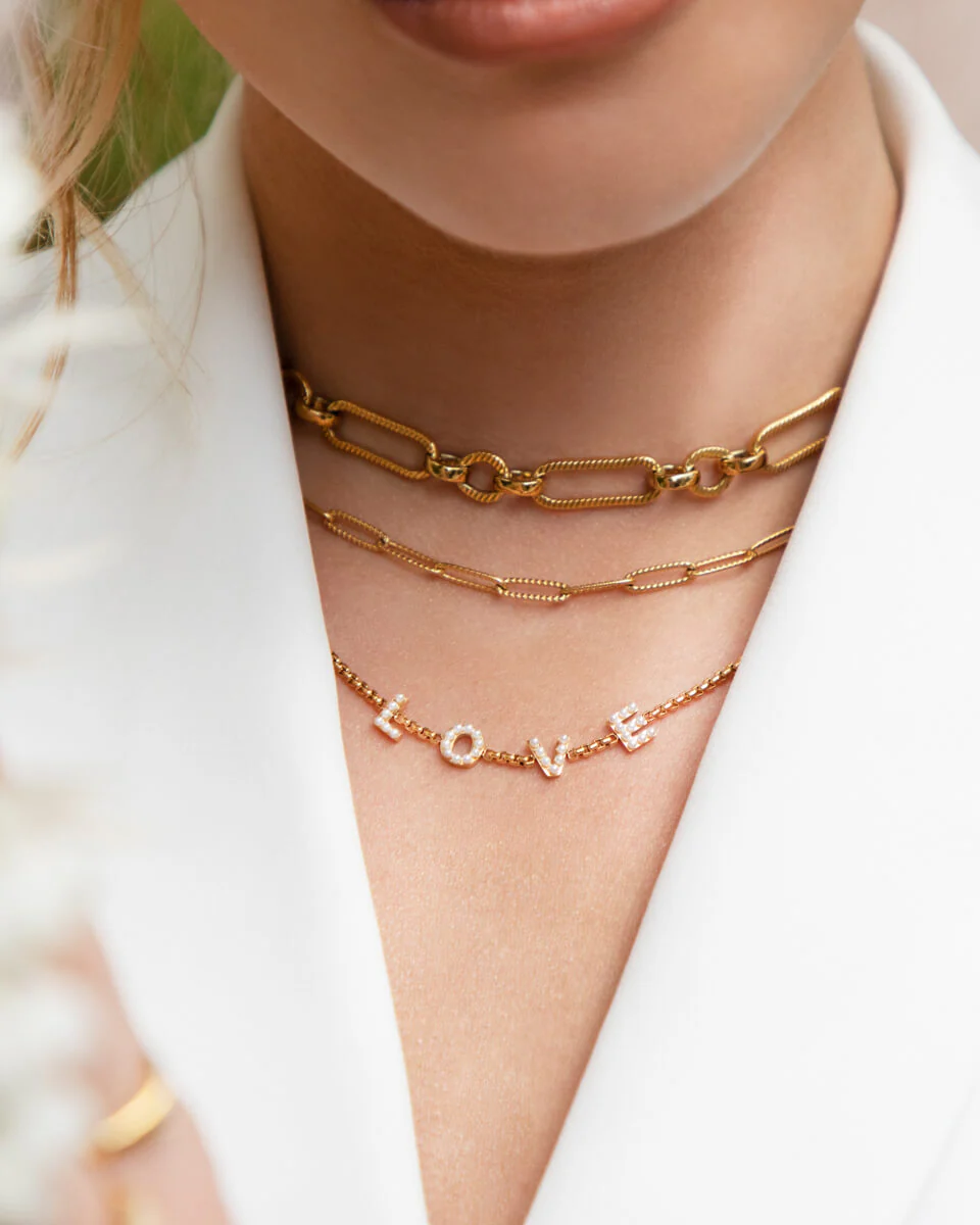 Pearl Custom Name Necklace (Gold) - Image 3