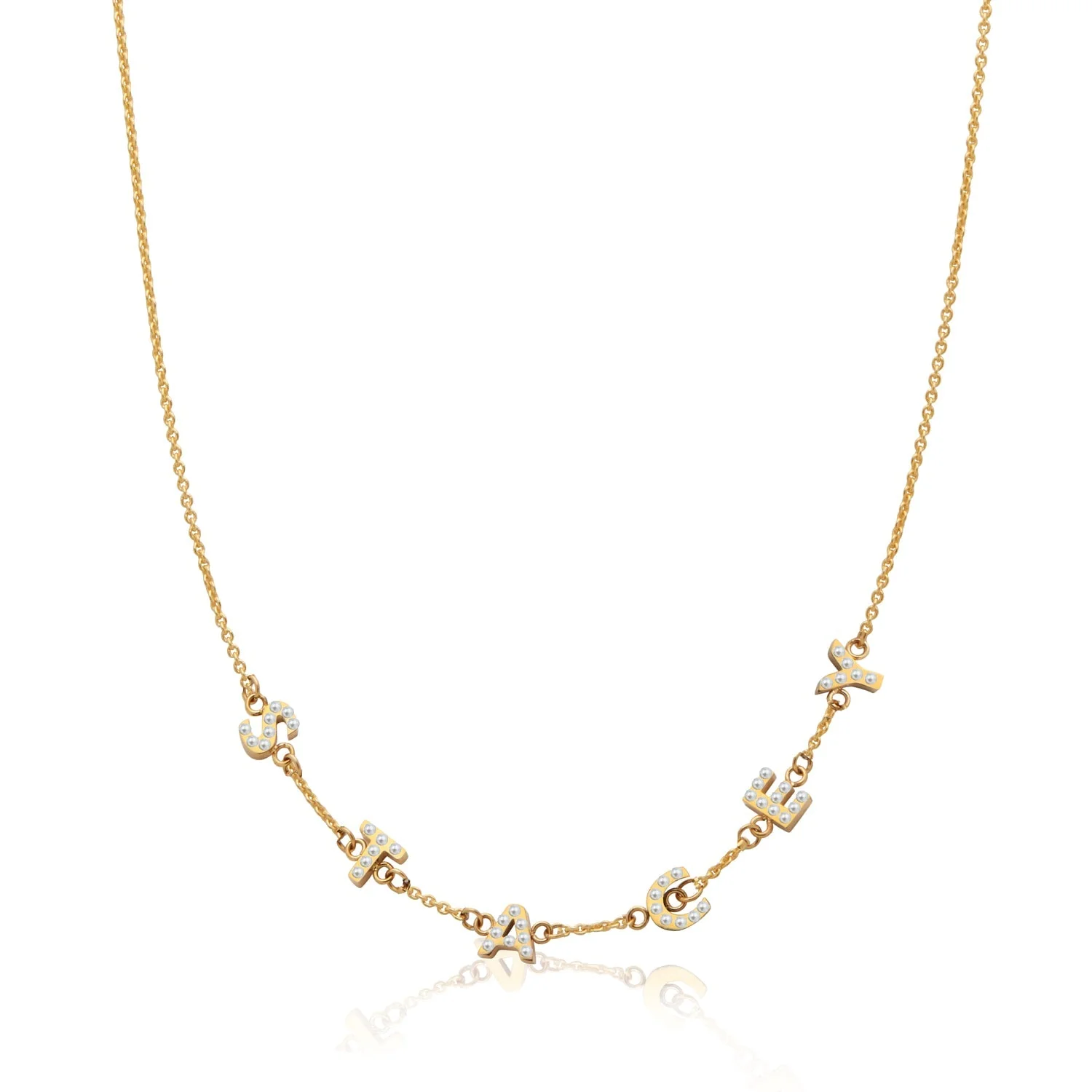 Pearl Custom Name Necklace (Gold) - Image 6