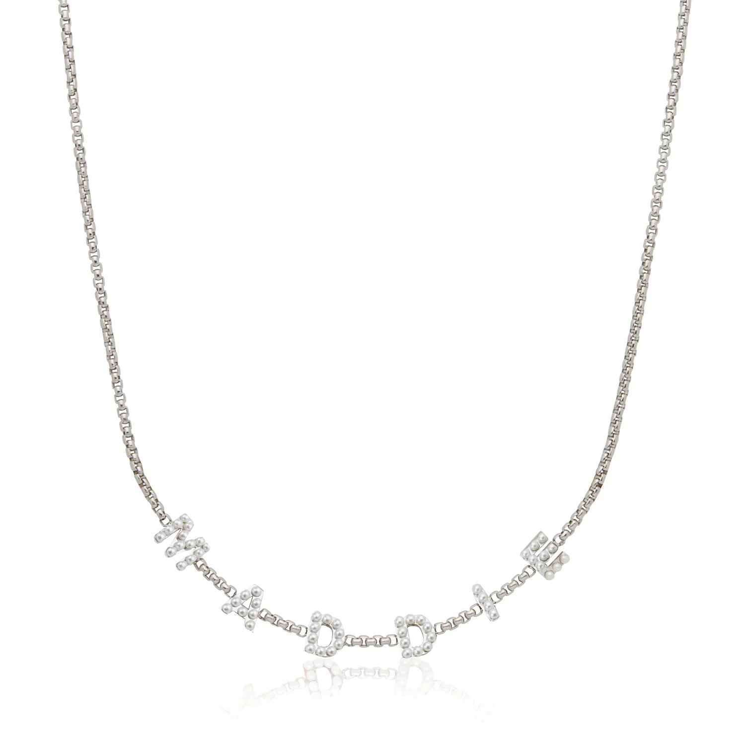 Pearl Custom Name Necklace (Silver)
