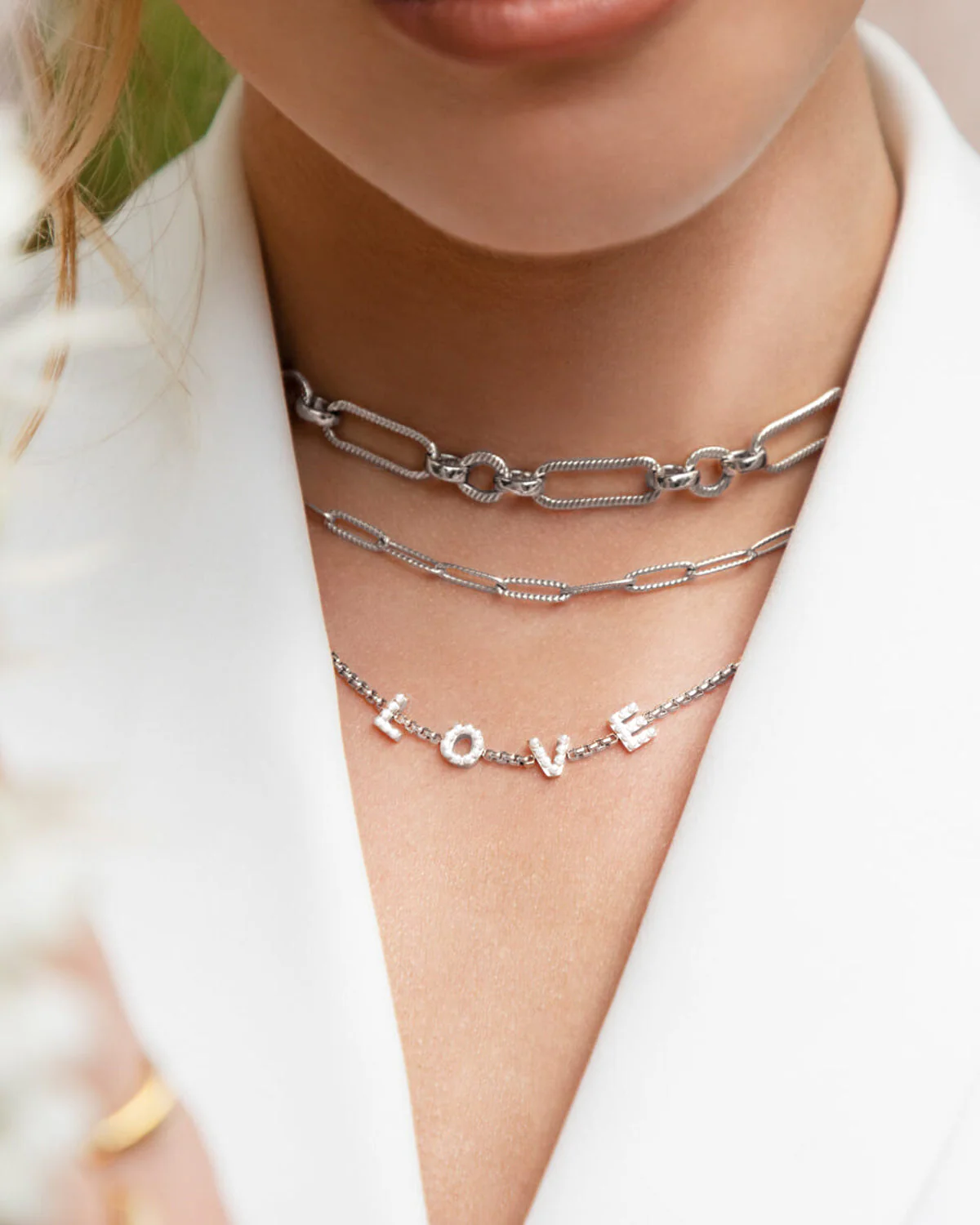 Pearl Custom Name Necklace (Silver) - Image 3
