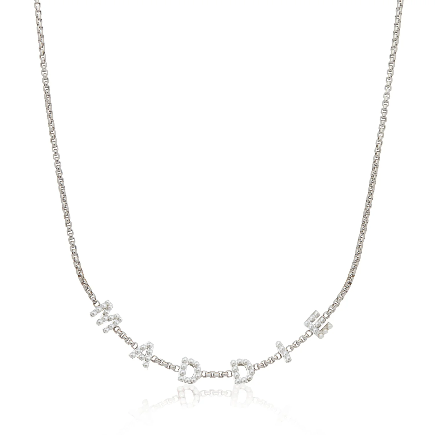 Pearl Custom Name Necklace (Silver) - Image 5