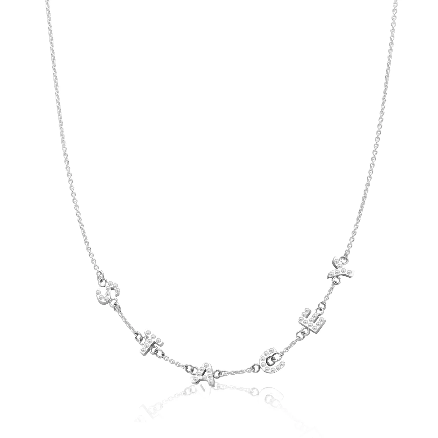 Pearl Custom Name Necklace (Silver) - Image 6