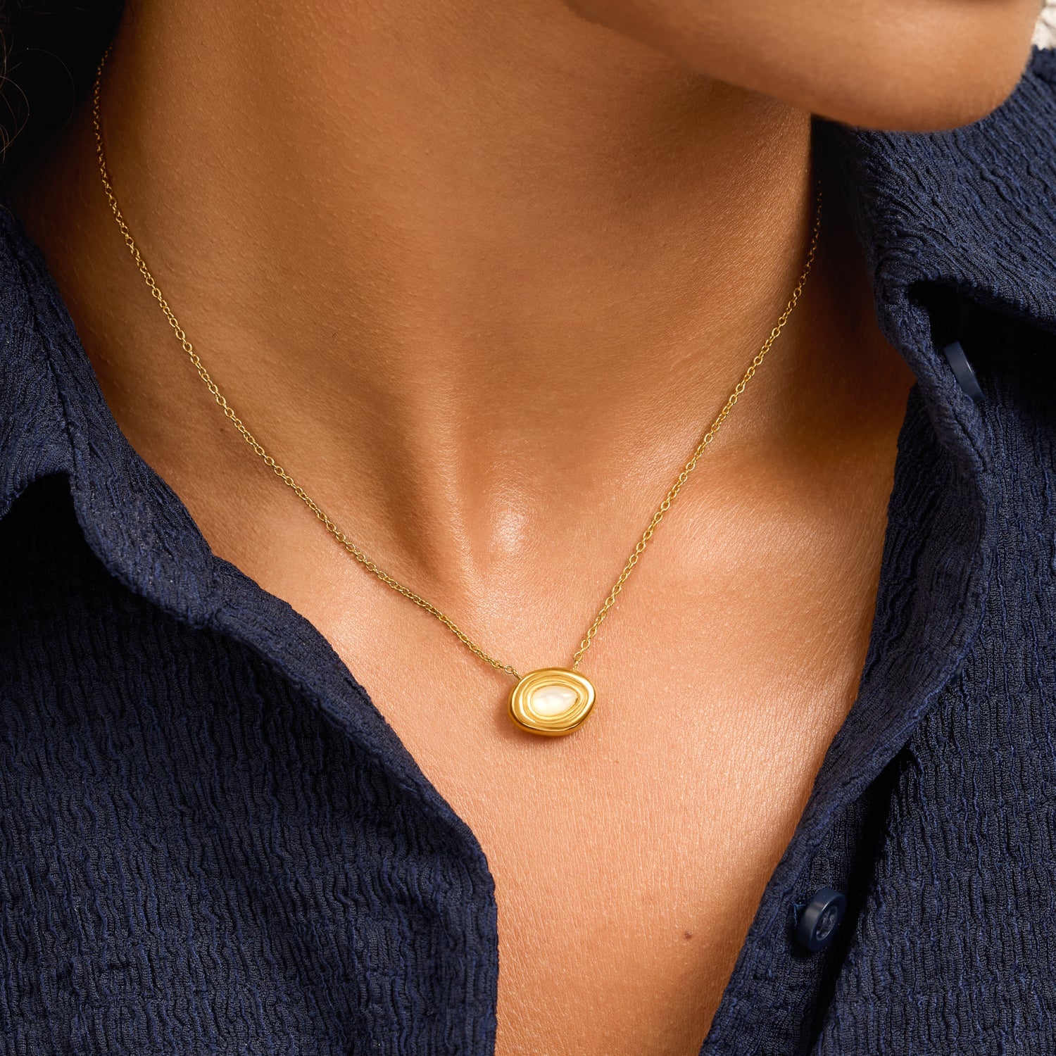 Pearl Molten Necklace (Gold) - Image 2
