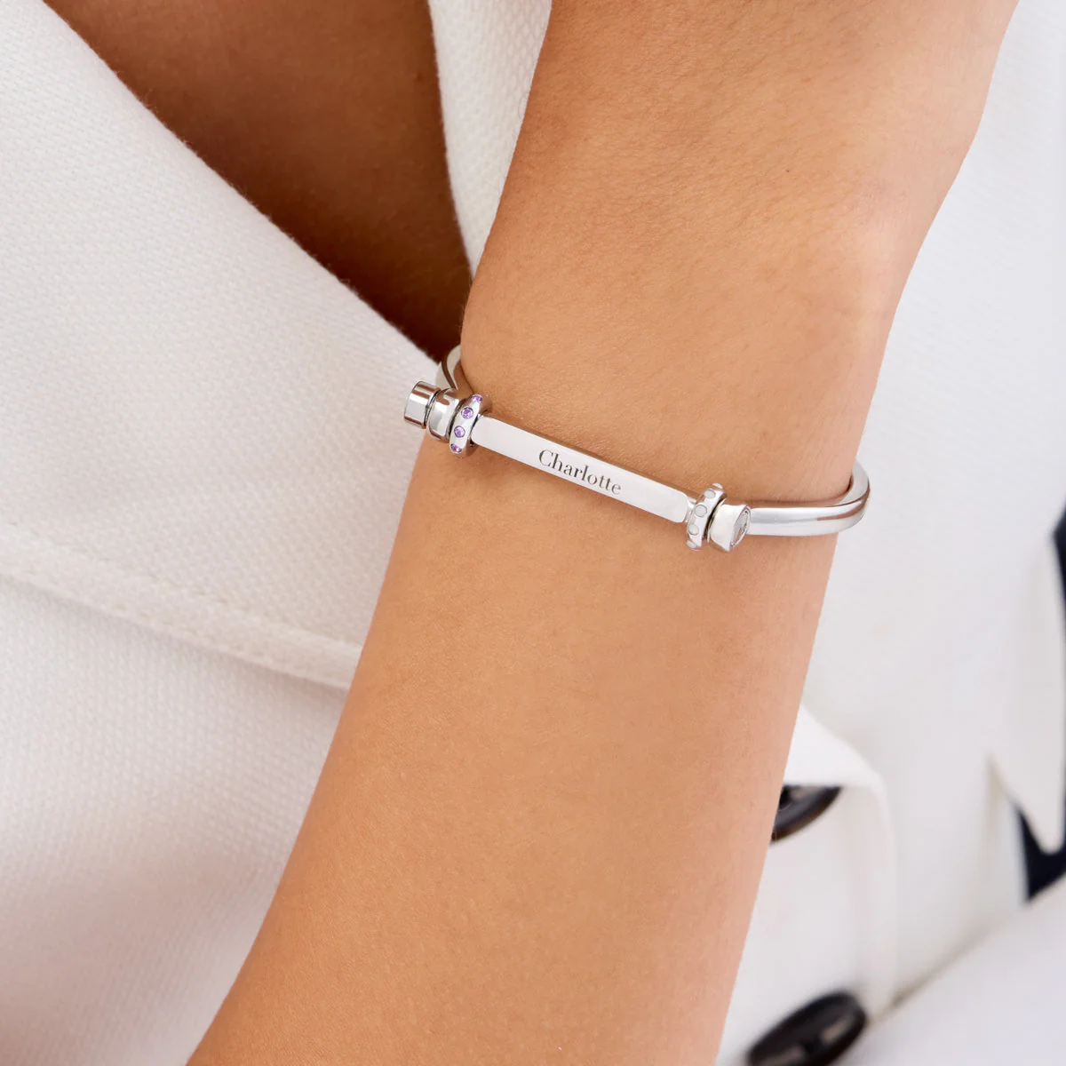 Personalised Confetti Charm Bangle (Silver) - Image 2