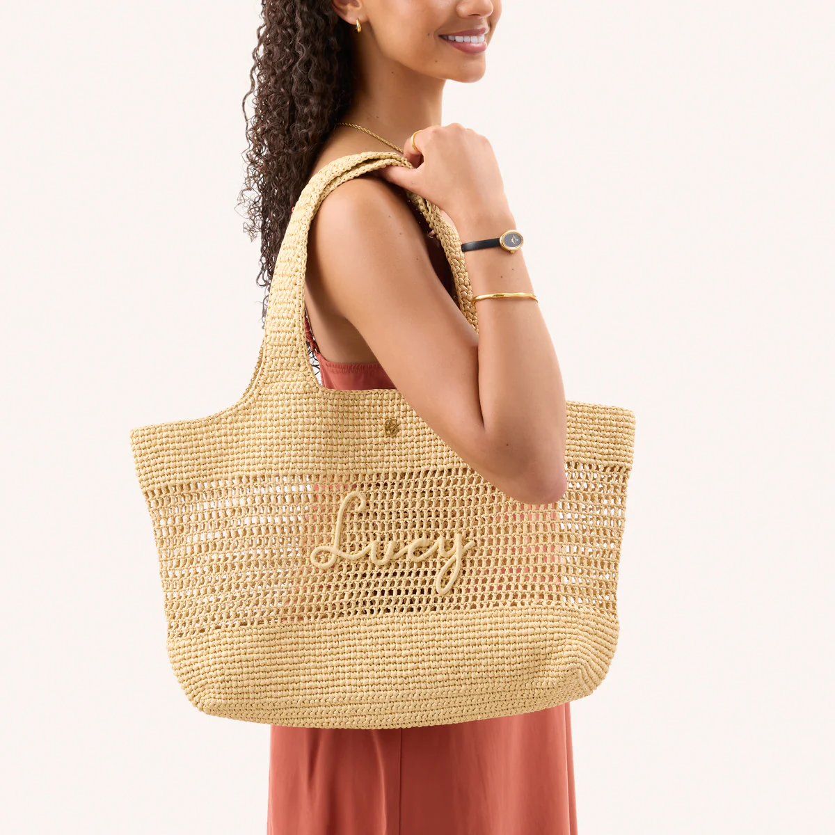 Personalised Raffia Tote Bag (Natural) - Image 4