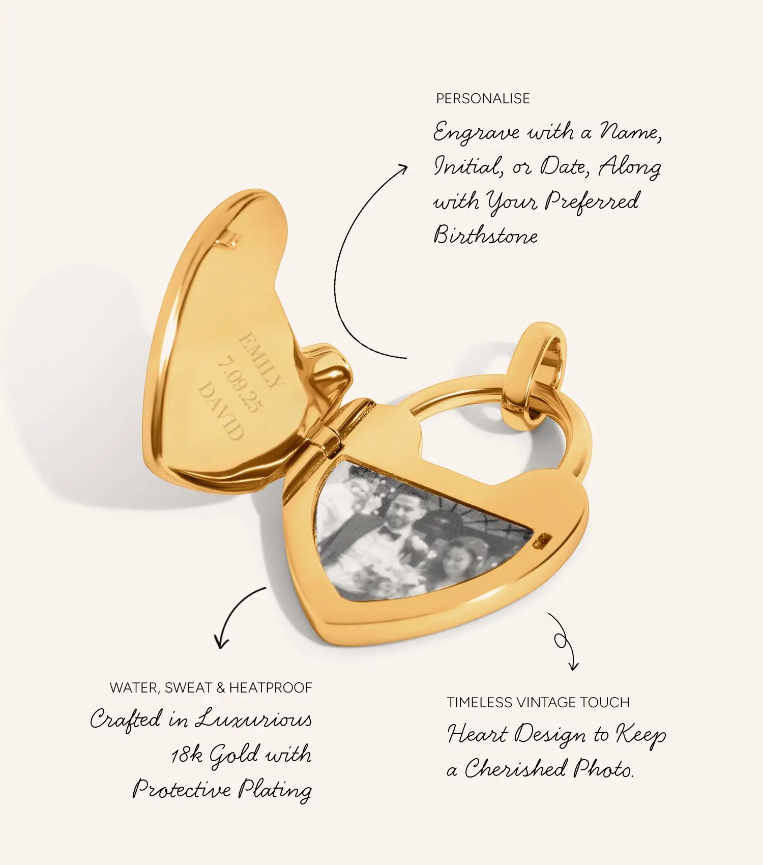 Photo Love Locket Necklace (Gold) - Image 3