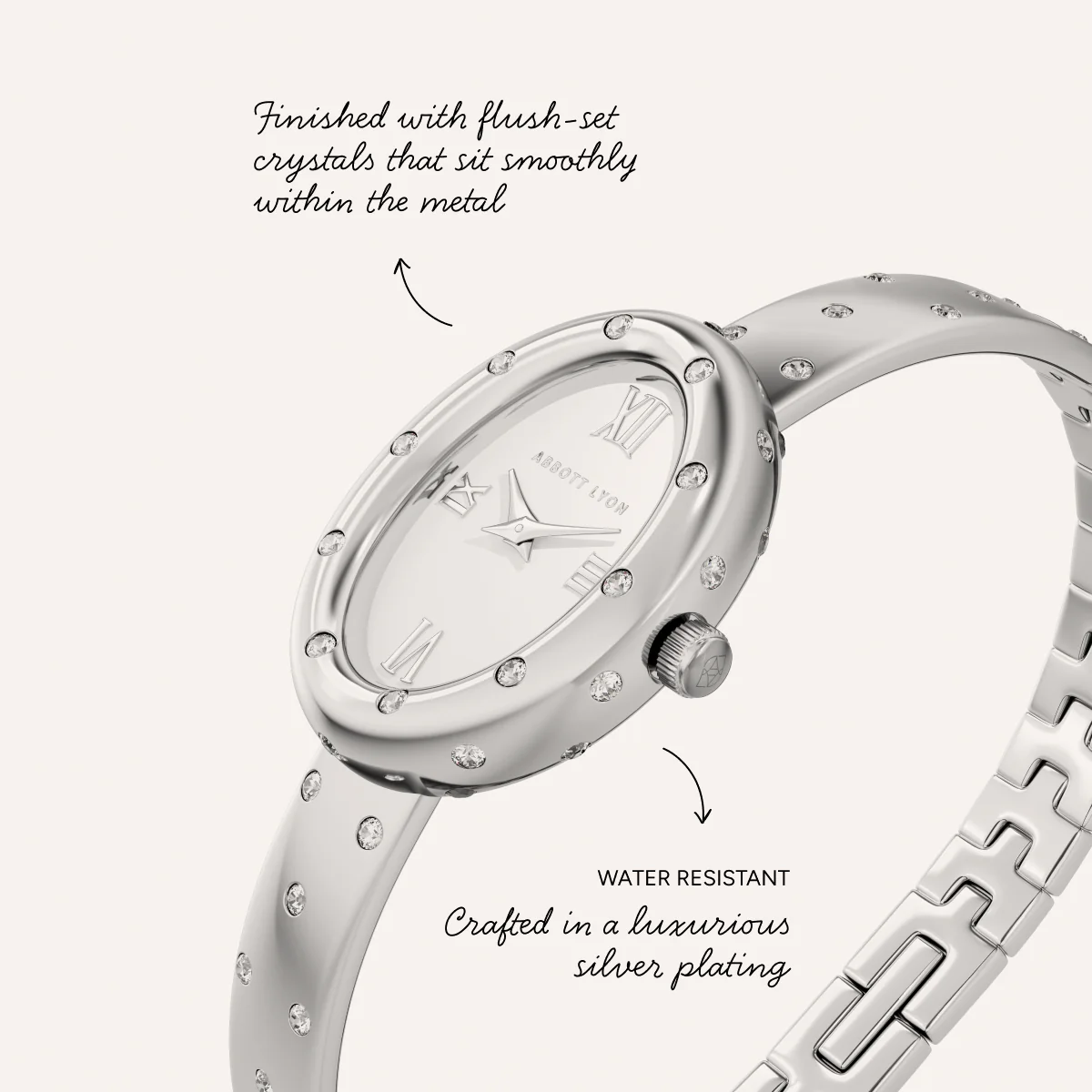 Polka Dot Crystal Watch & Bangle Set (Silver) - Image 3