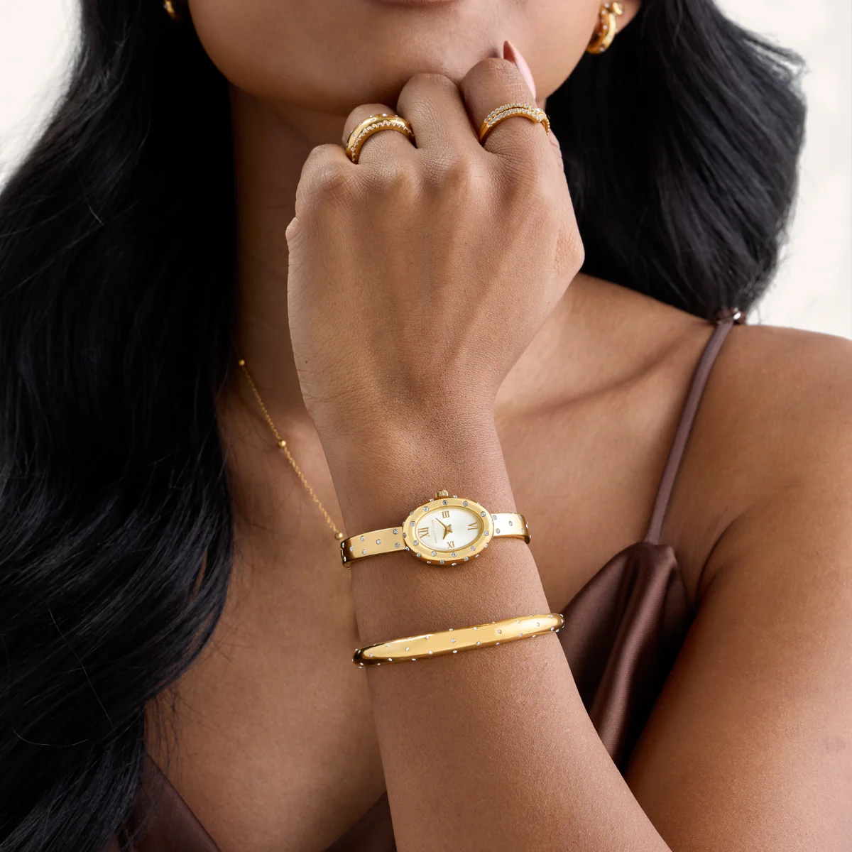 Polka Dot Crystal Watch (Gold) - Image 5