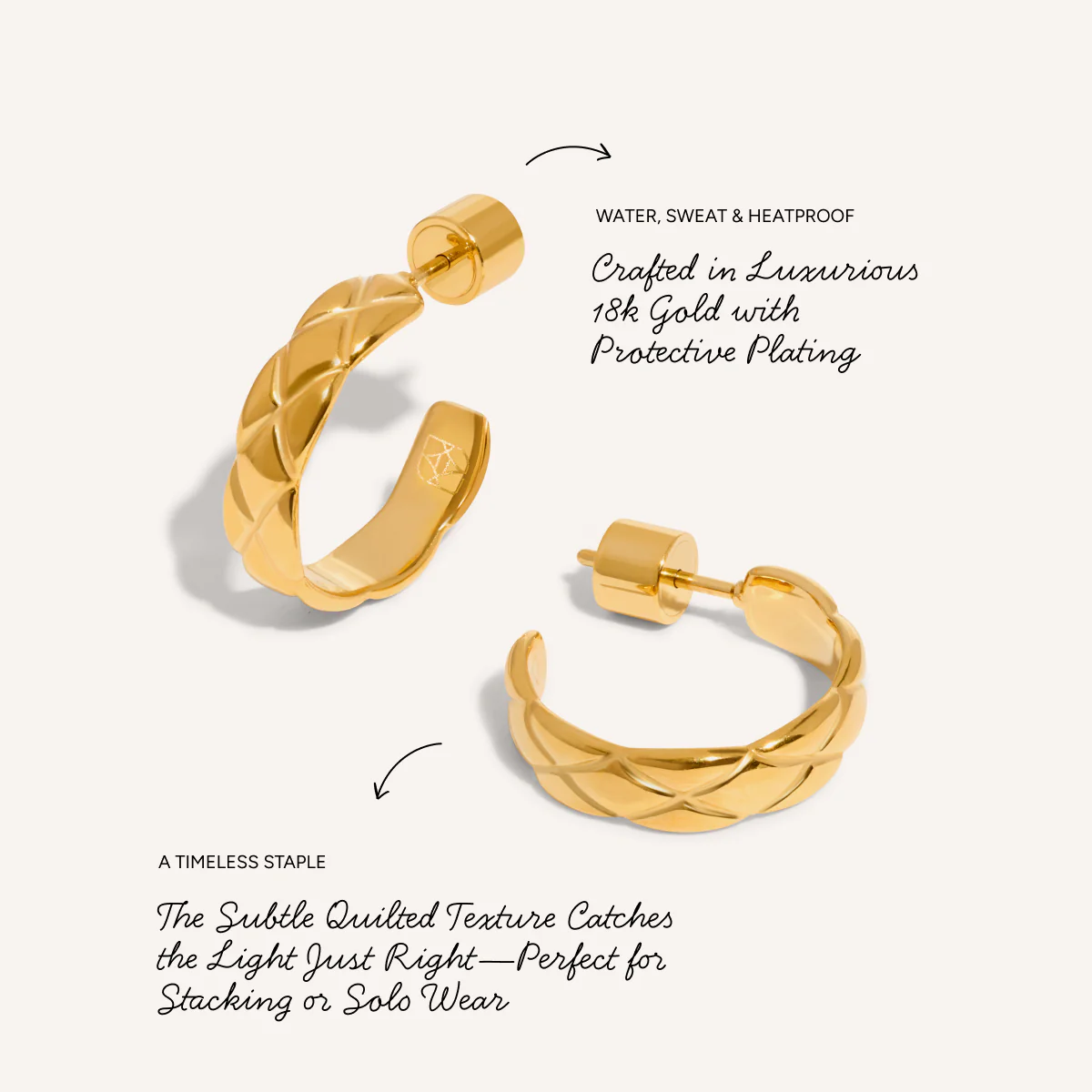 Quilted Hoop Earrings (Gold) - Image 4