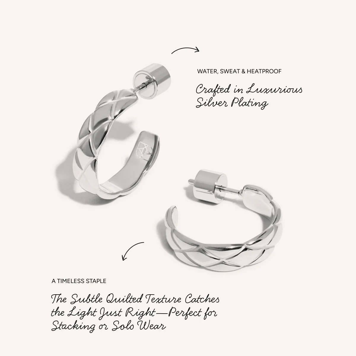 Quilted Hoop Earrings (Silver) - Image 4