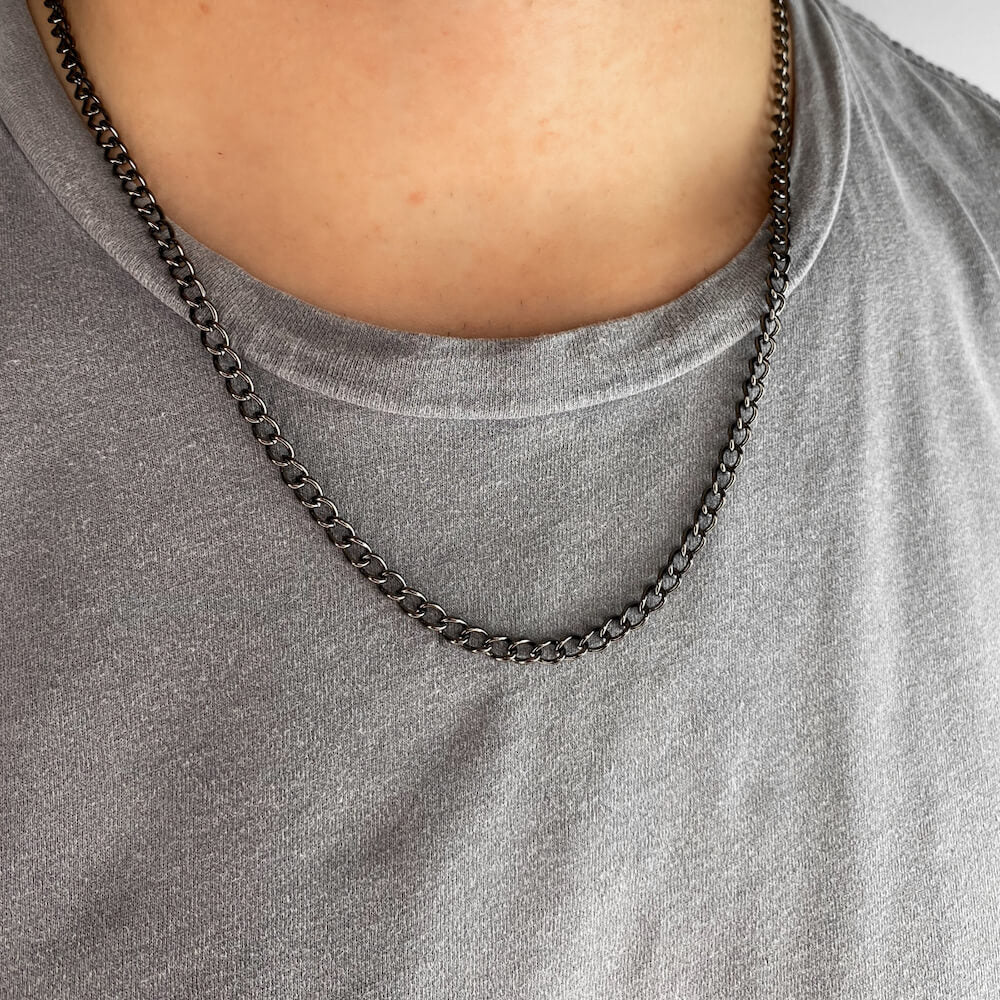 Curb Chain Necklace 20 in (Gun Silver) - Image 2