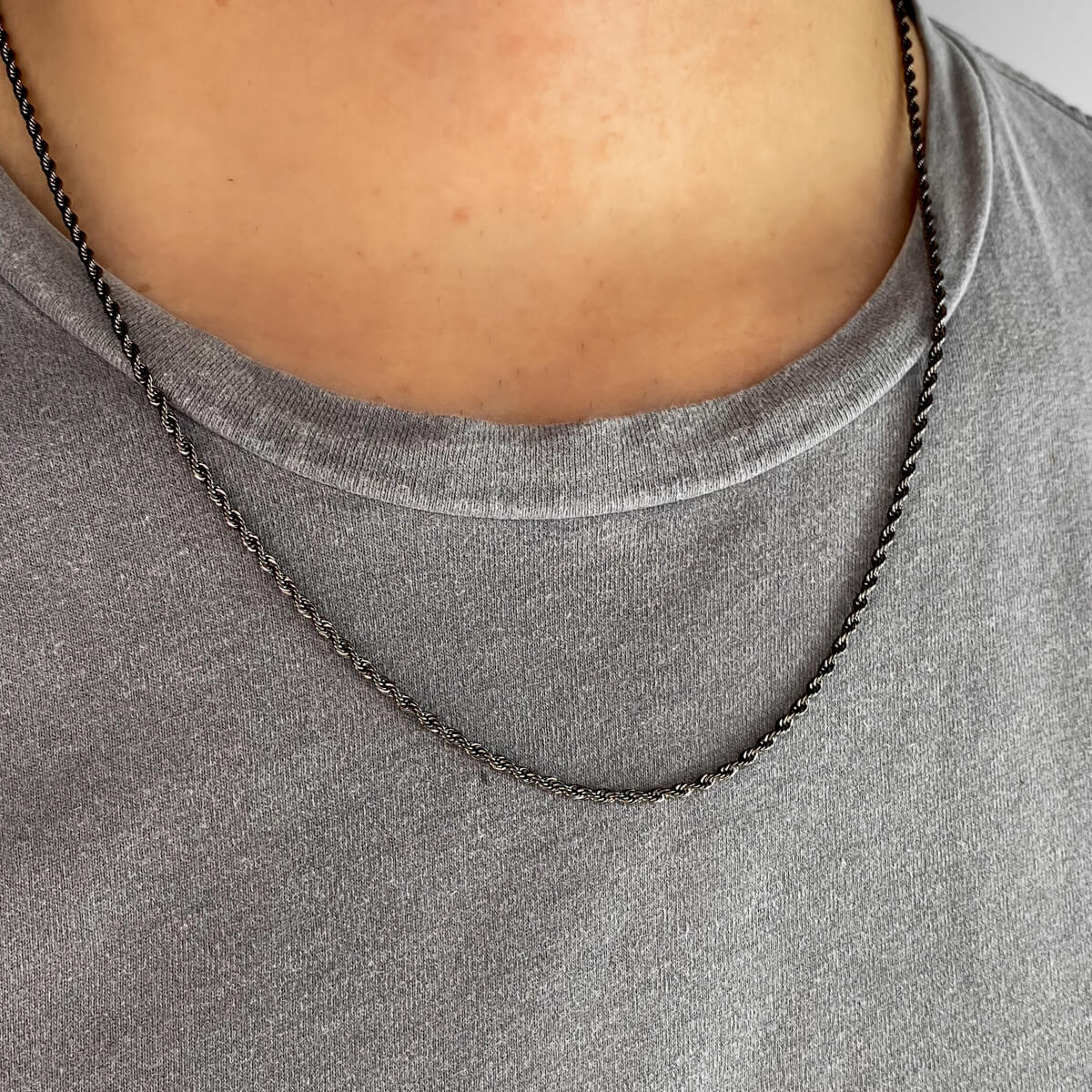 Rope Chain Necklace 20 in (Gun Silver) - Image 2