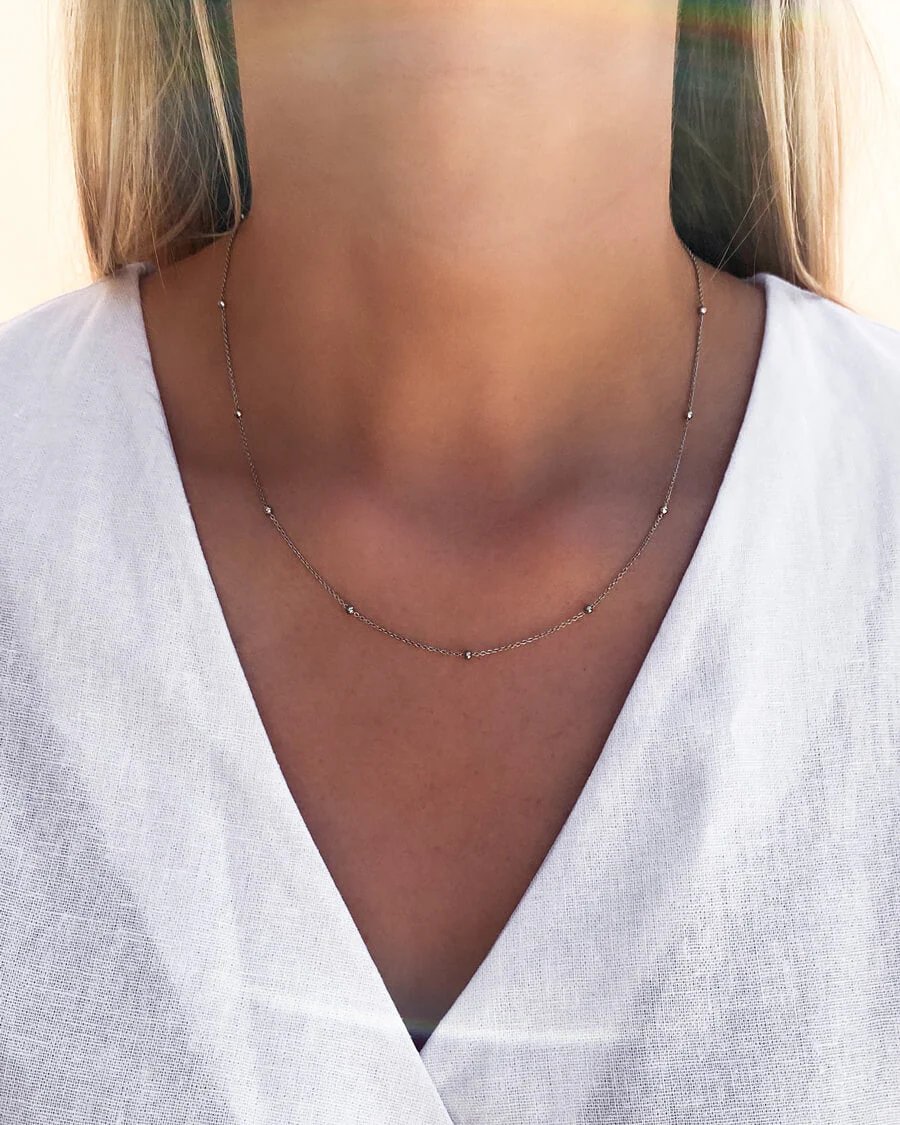 Sphere Chain Necklace 20 in (Silver) - Image 2