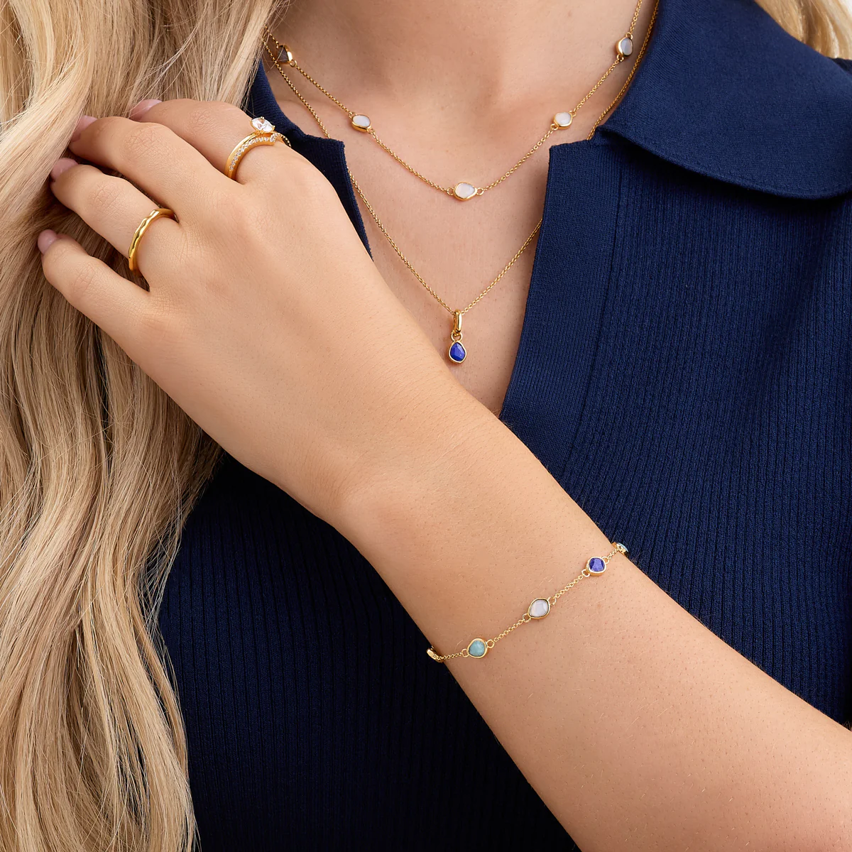 Signature Cut Multi-Gemstone Bracelet  (Gold) - Image 4