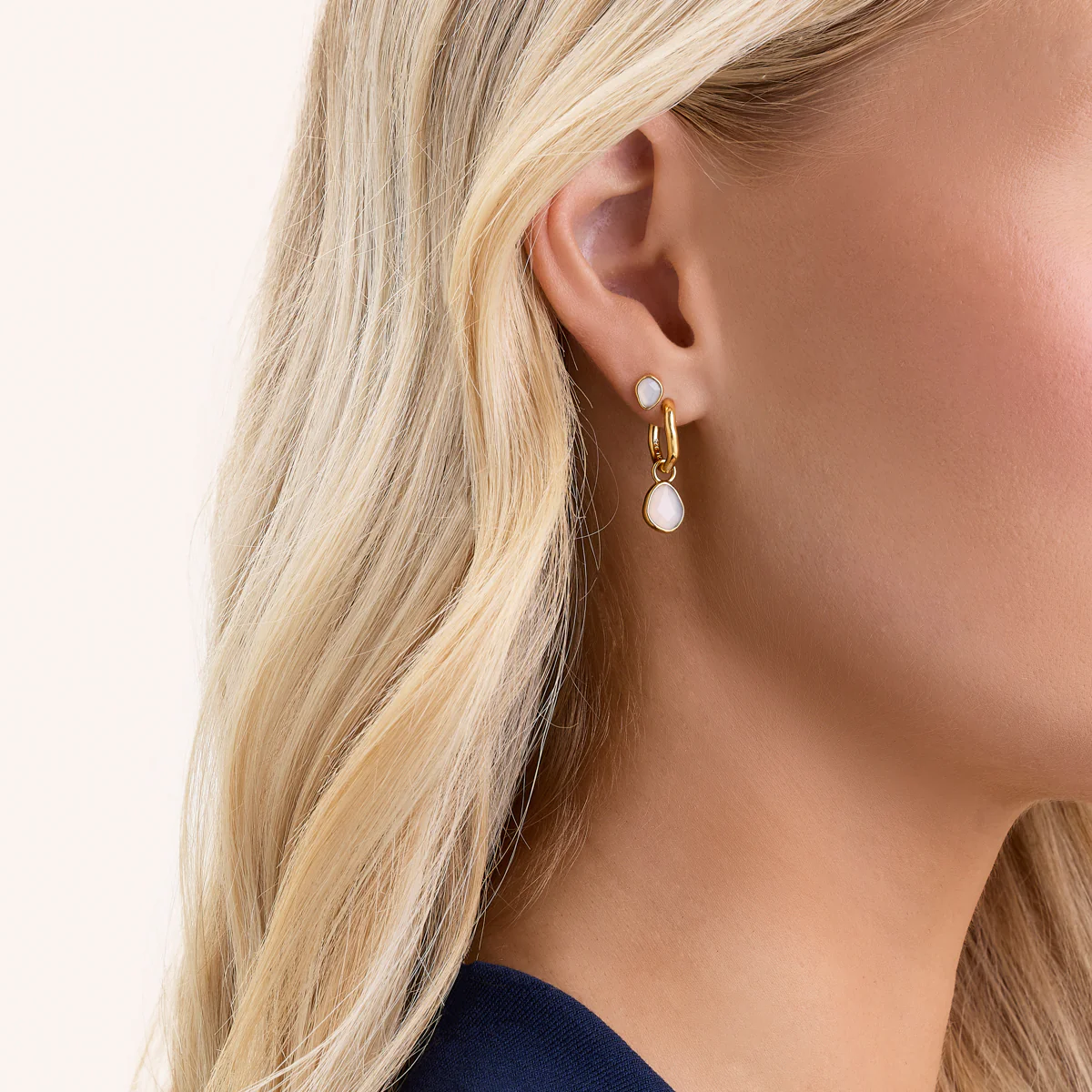 Signature Cut White Quartz Ear Stacking Set (Gold) - Image 4