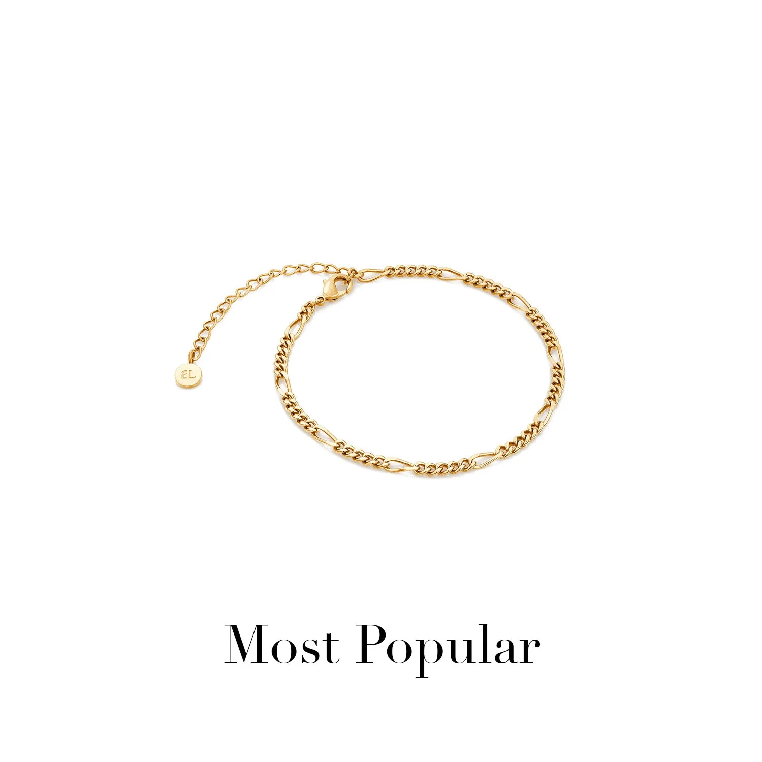 Layering Small Figaro Chain Bracelet (Gold) - Image 2