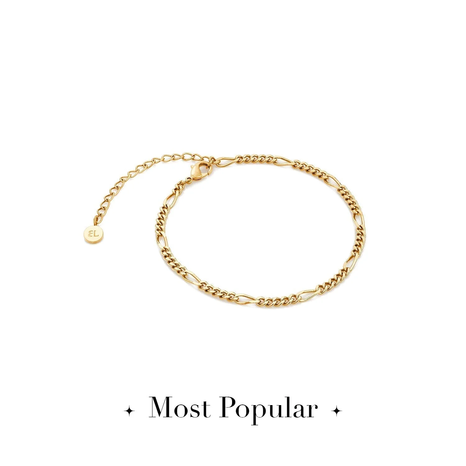 Small Figaro Chain Bracelet (Gold) - Image 2
