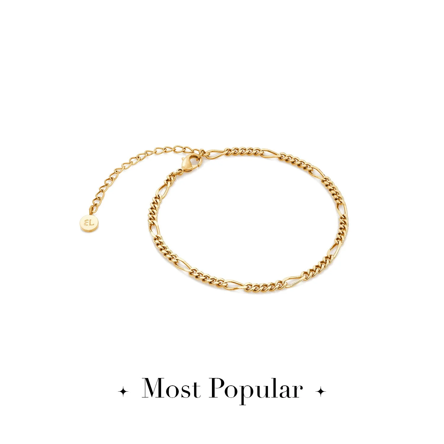 Small Figaro Chain Bracelet (Gold) - Image 8