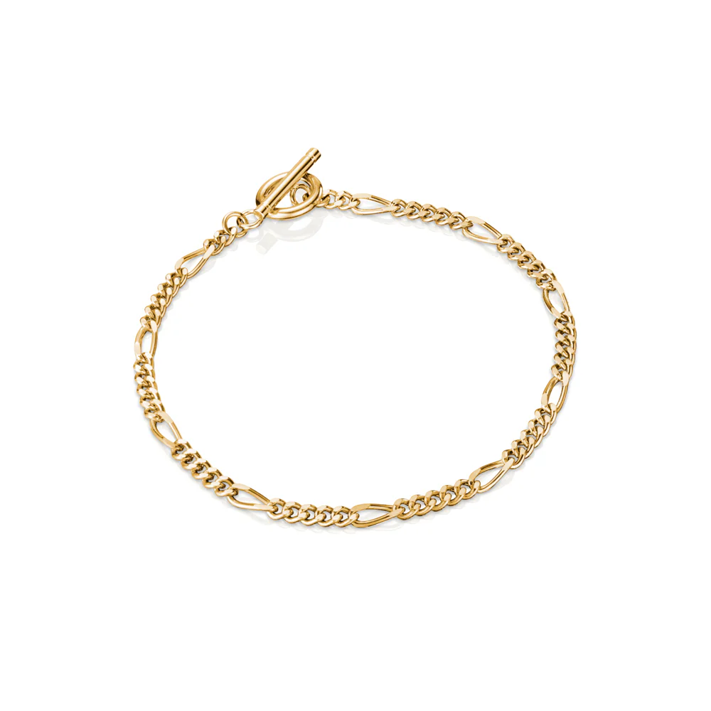 Small Figaro Chain Bracelet (Gold) - Image 9