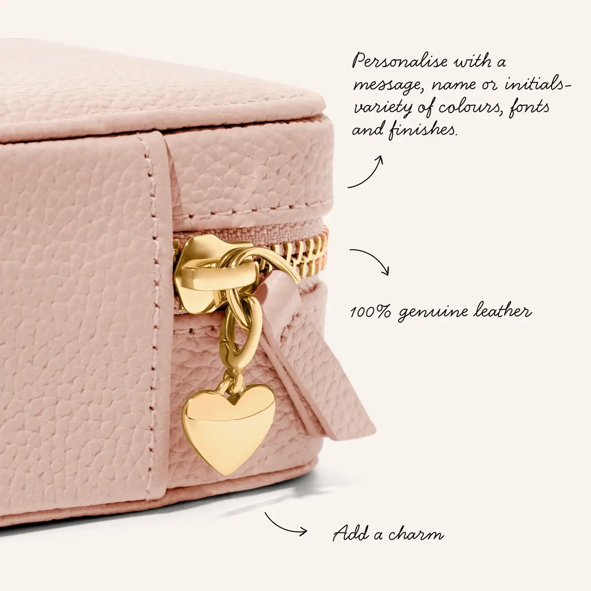 Small Leather Jewellery Box (Blush Nude) - Image 3