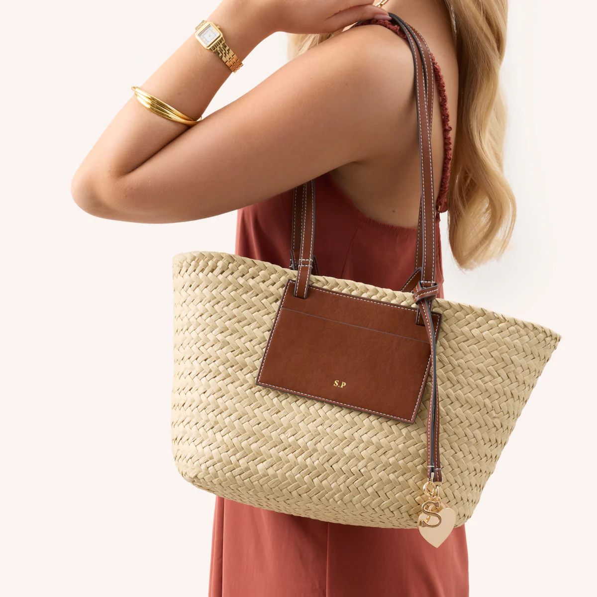 Small Raffia Structured Bag (Natural) - Image 4