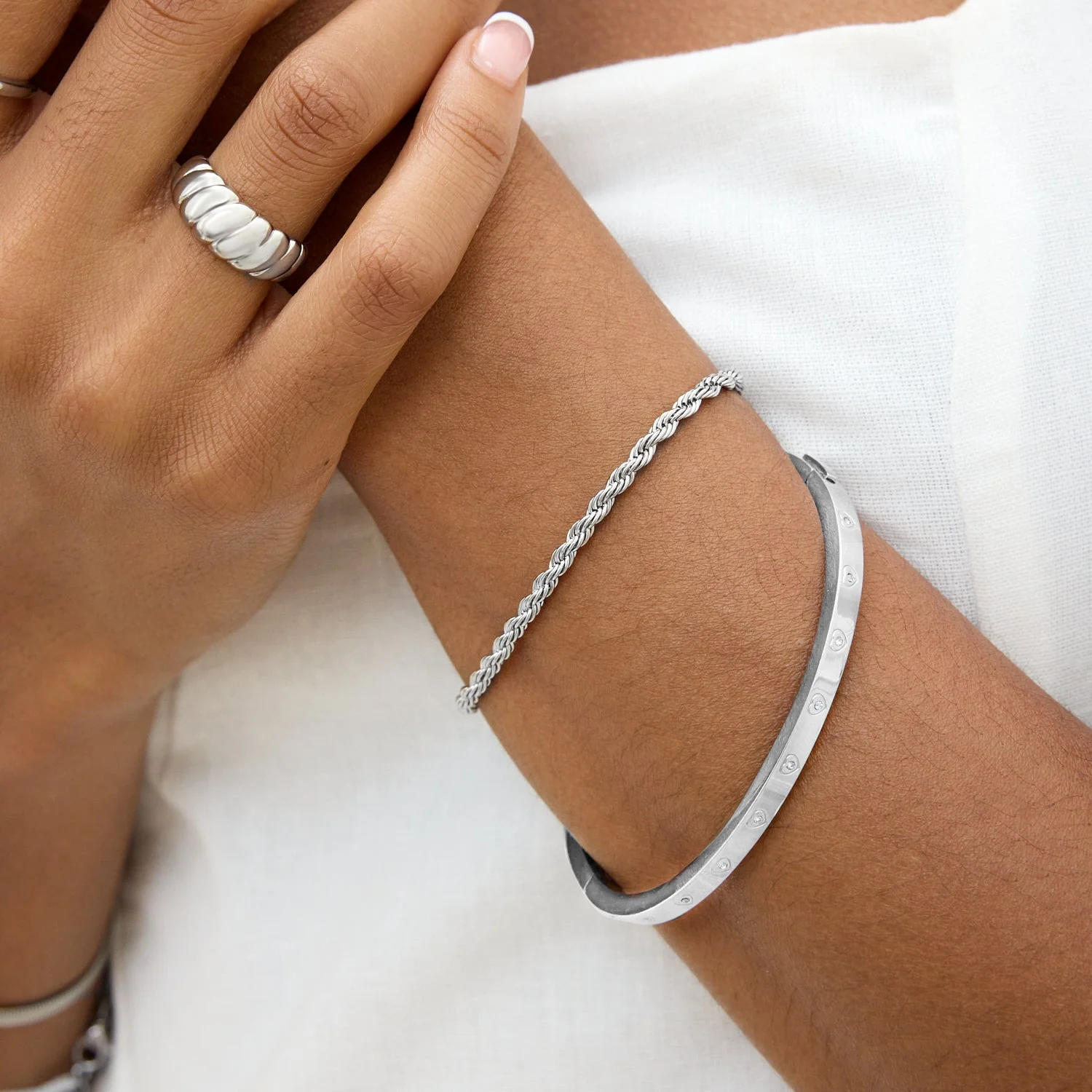 Small Rope Chain Bracelet (Silver) - Image 3