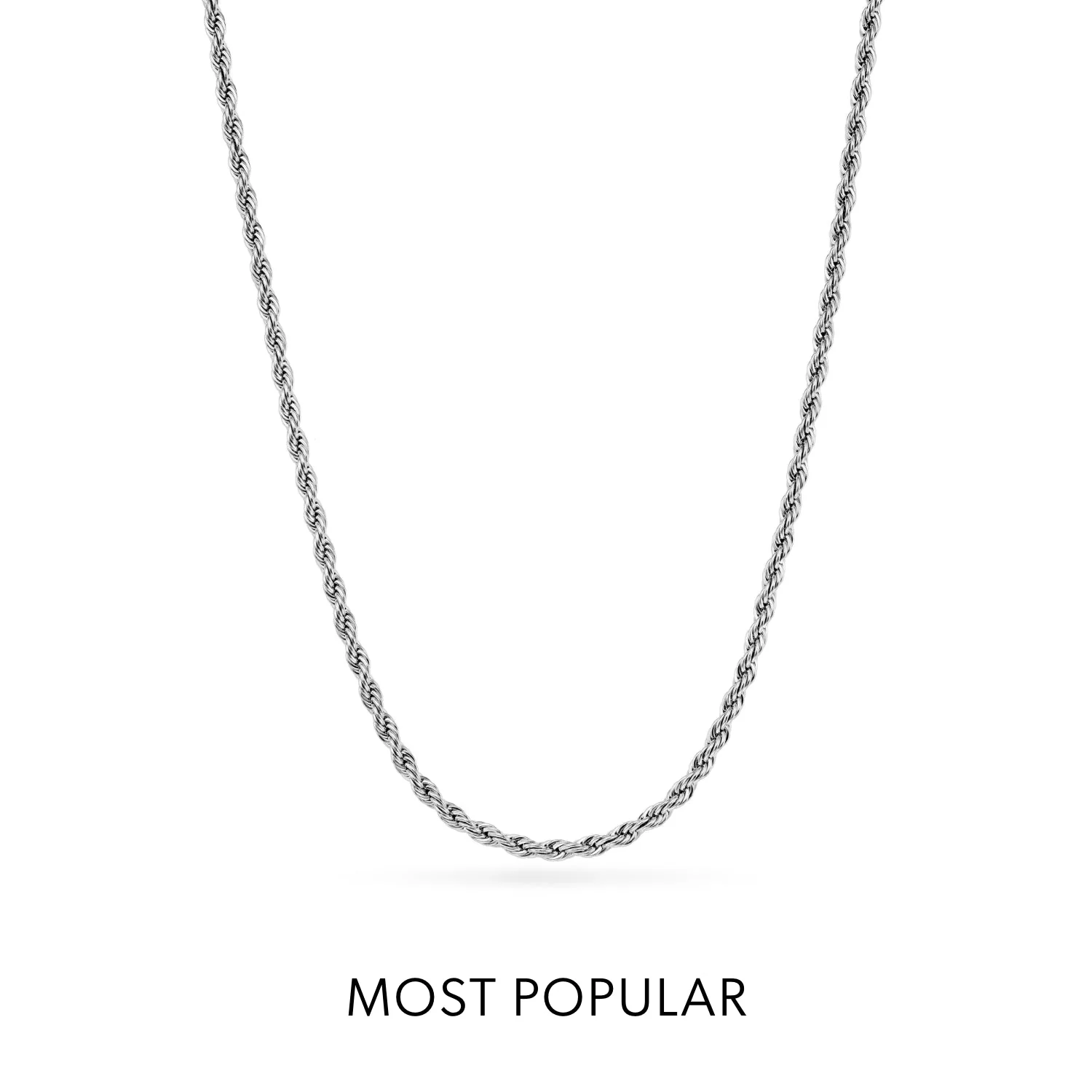 Layering Small Rope Chain Necklace (Silver) - Image 3