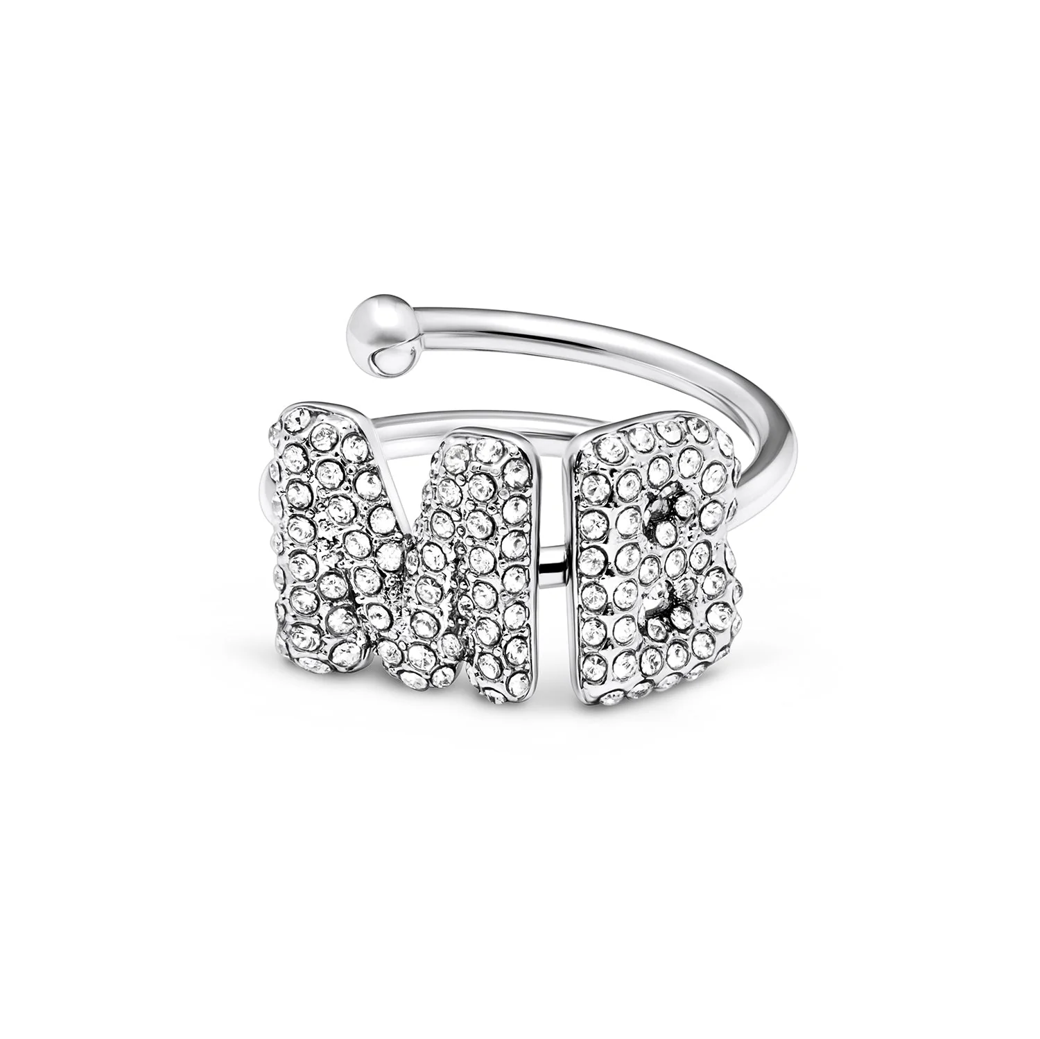 Spotlight Pave Bubble Initial Ring (Silver) - Image 4