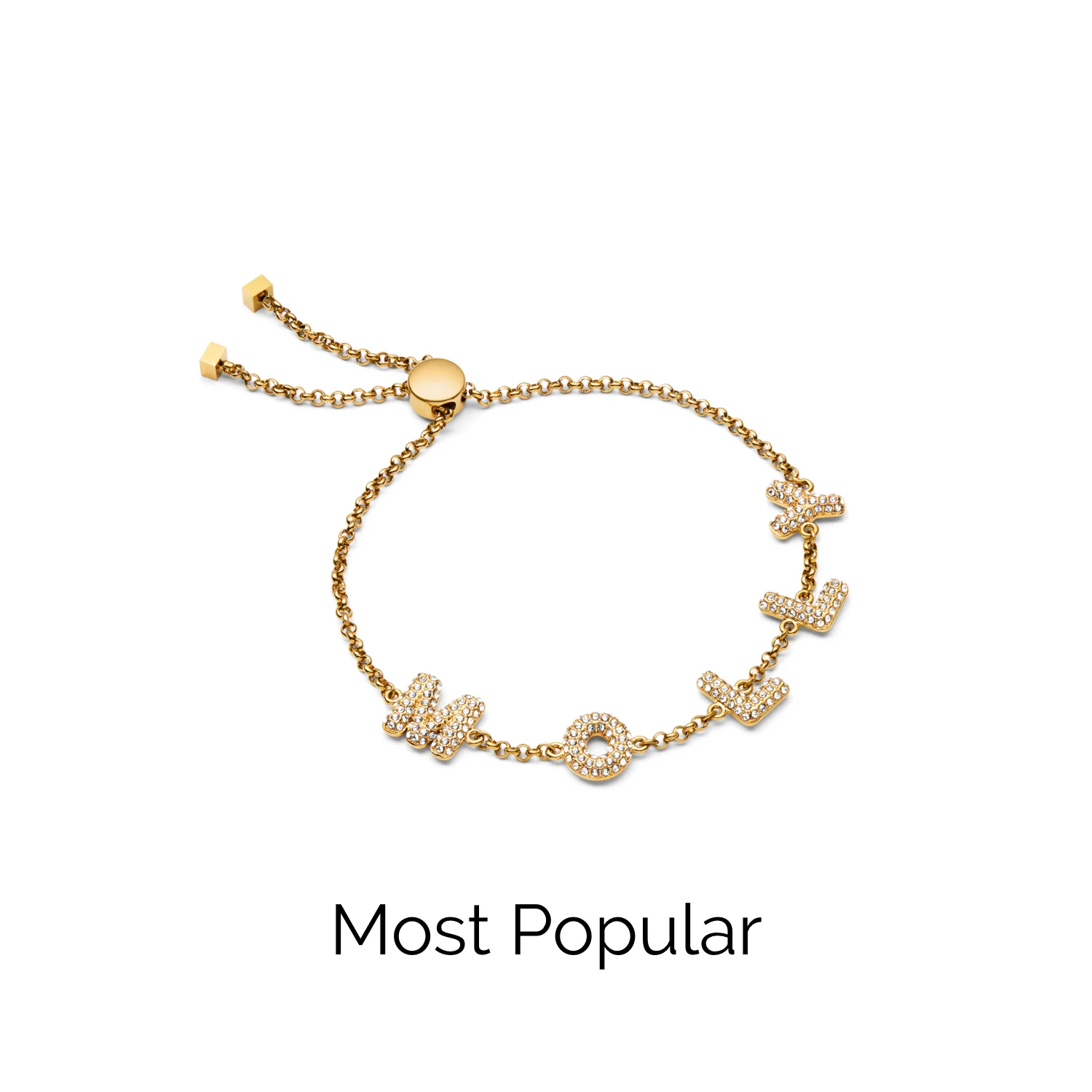 Spotlight Pave Bubble Name Bracelet (Gold) - Image 7