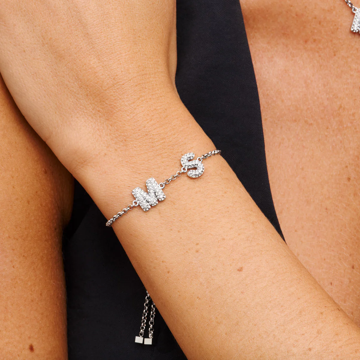 Spotlight Pave Bubble Name Bracelet (Silver) - Image 2