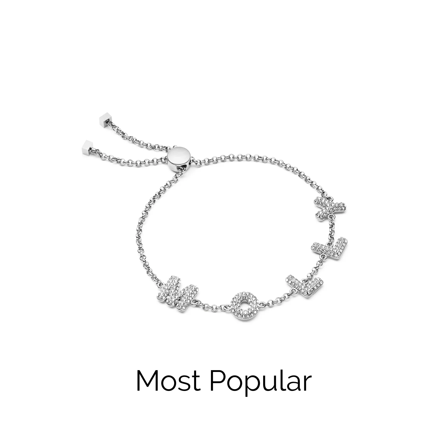 Spotlight Pave Bubble Name Bracelet (Silver) - Image 4