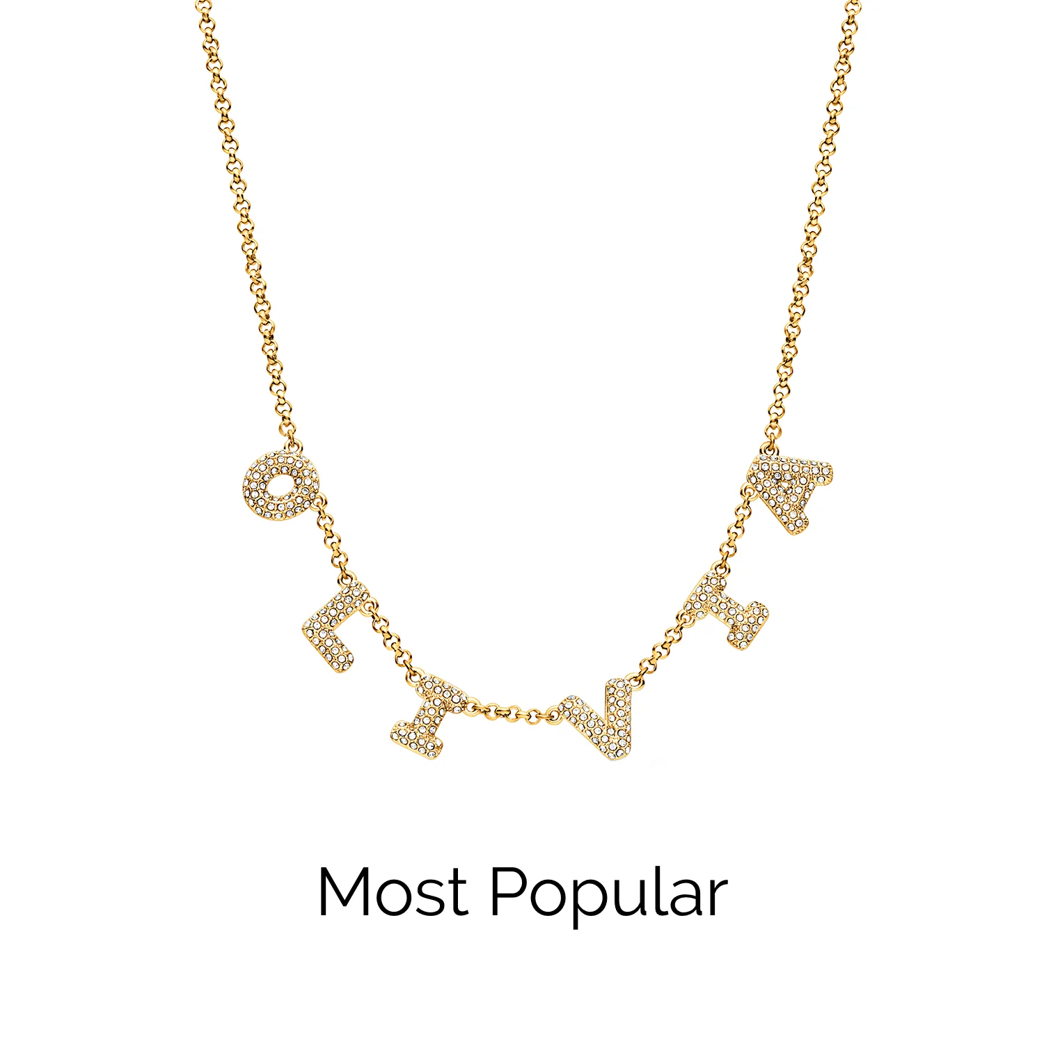 Spotlight Pave Bubble Name Necklace (Gold) - Image 7