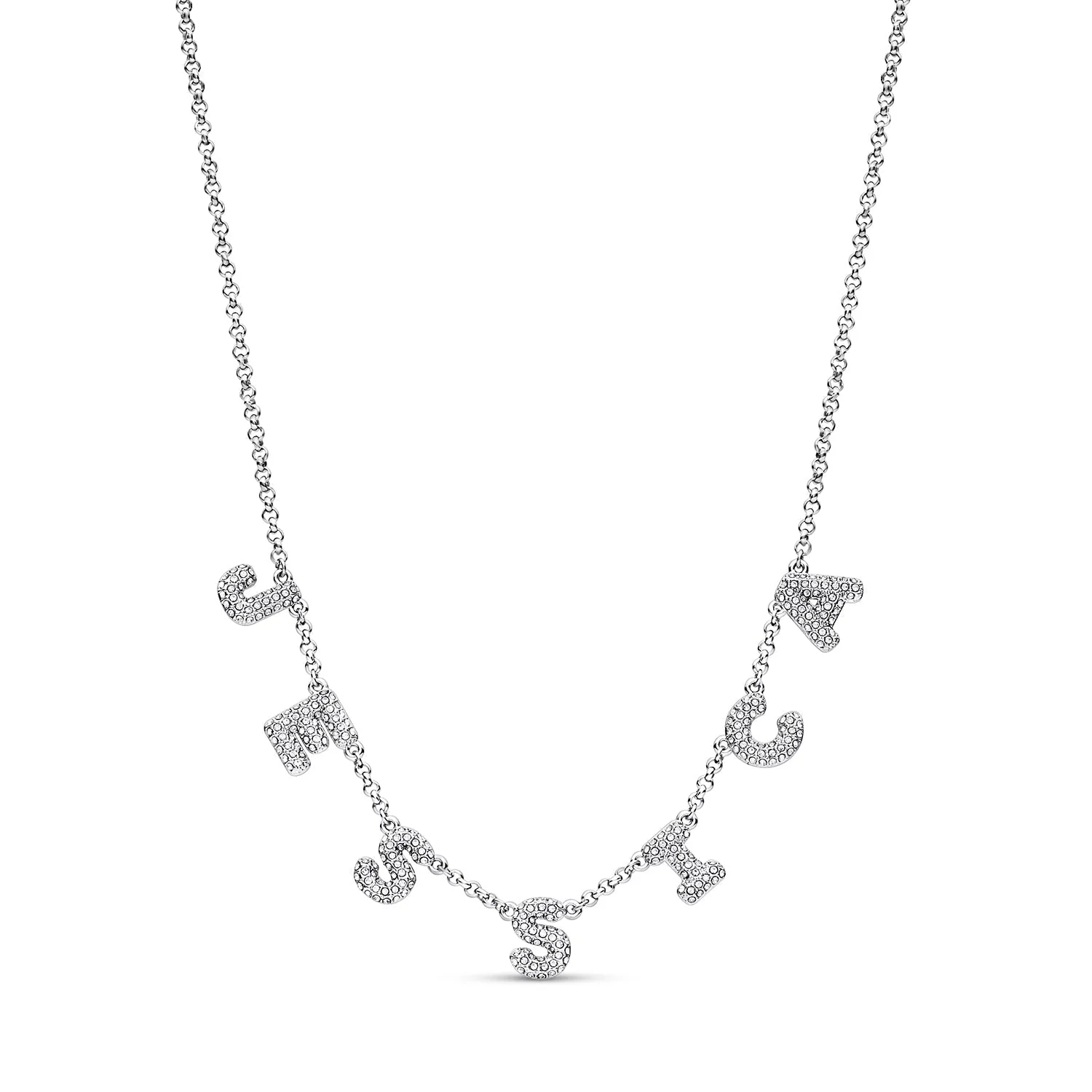 Spotlight Pave Bubble Name Necklace (Silver)