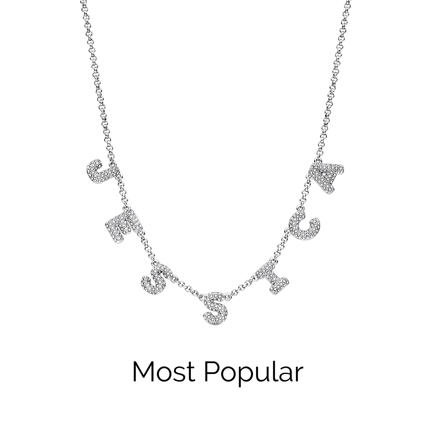 Spotlight Pave Bubble Name Necklace (Silver) - Image 7